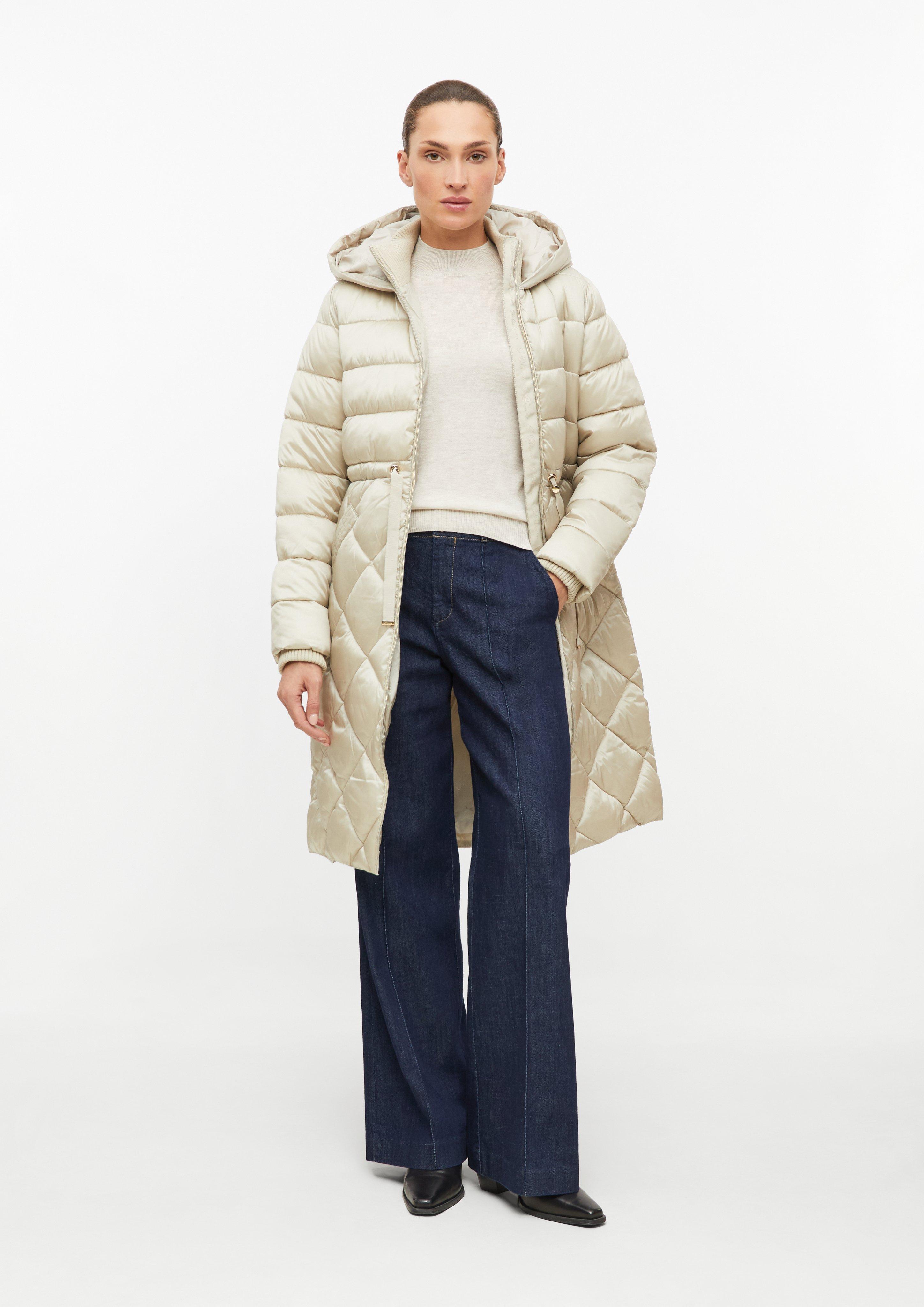 Damen Mantel mit Strickkragen und Kapuze in beige von s.Oliver BLACK LABEL