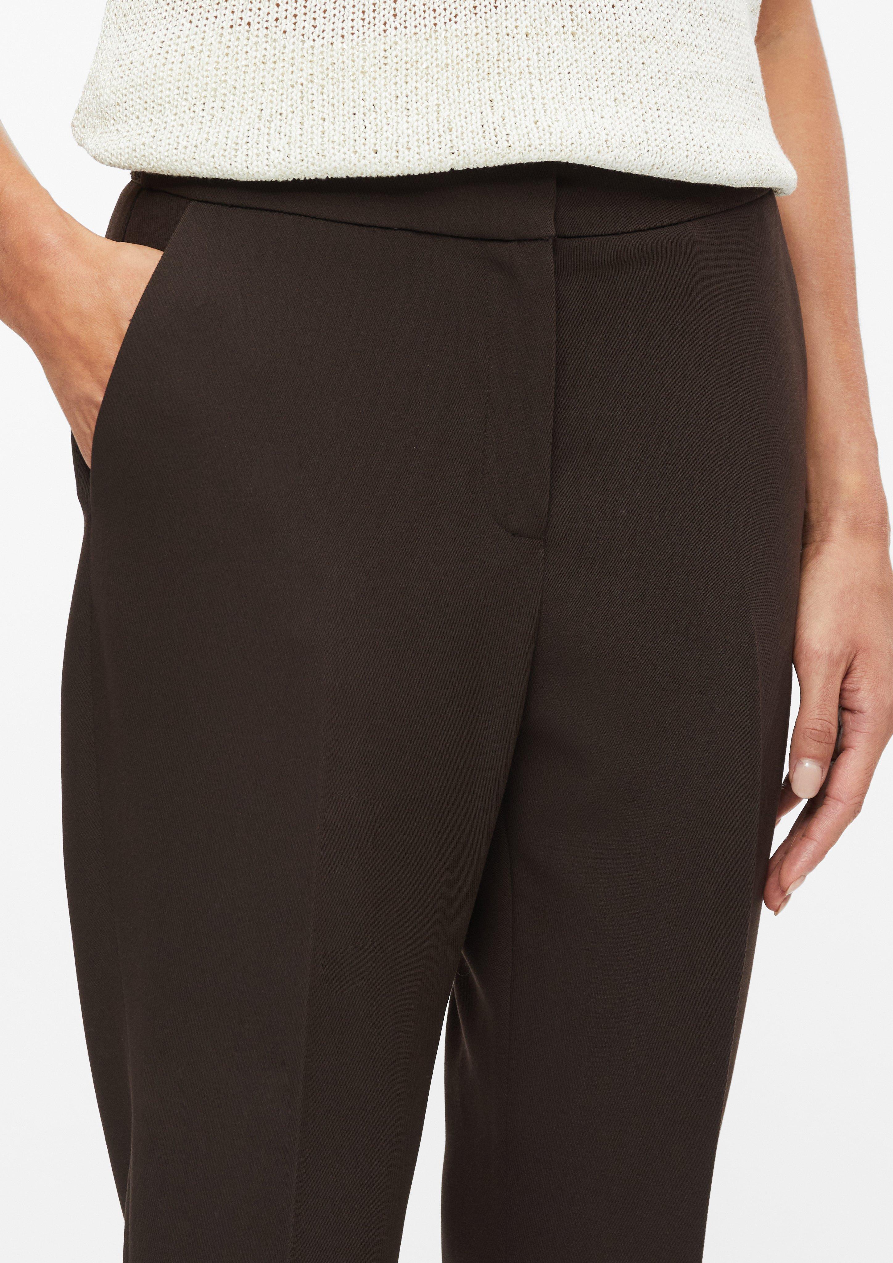 Women Slim-fit ankle-length pants with tapered legs and an elastic insert in brown by s.Oliver BLACK LABEL