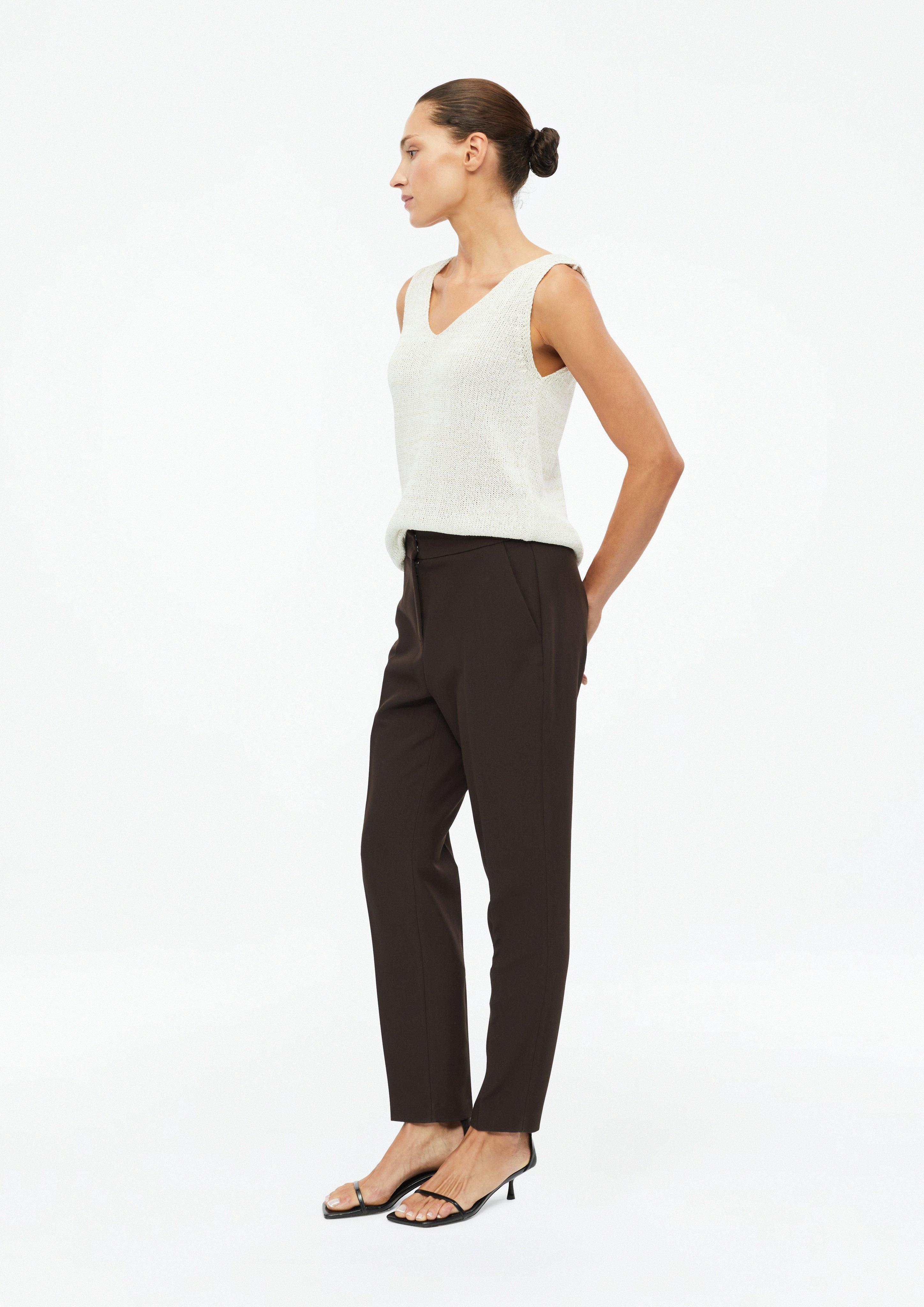 Women Slim-fit ankle-length pants with tapered legs and an elastic insert in brown by s.Oliver BLACK LABEL