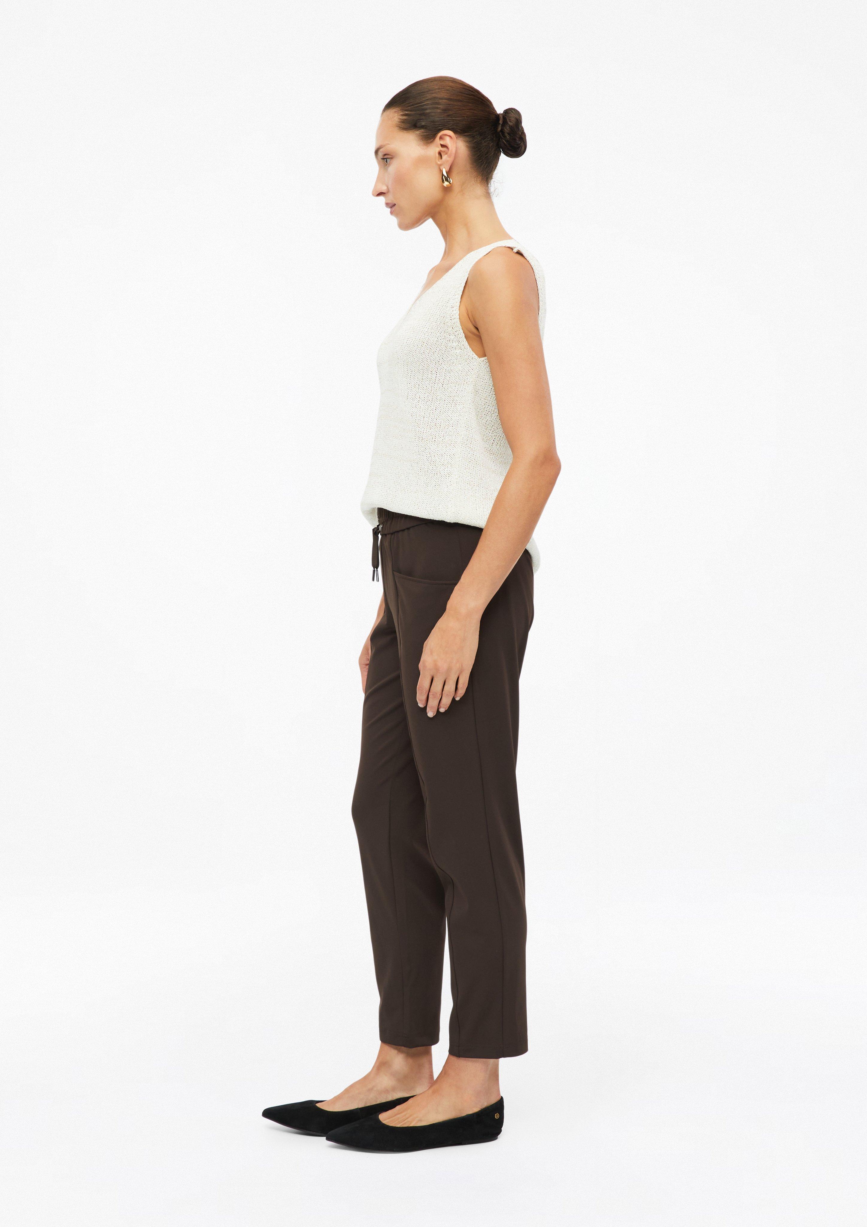Femmes Pantalon slim élastique avec cordon de serrage en brun de s.Oliver BLACK LABEL