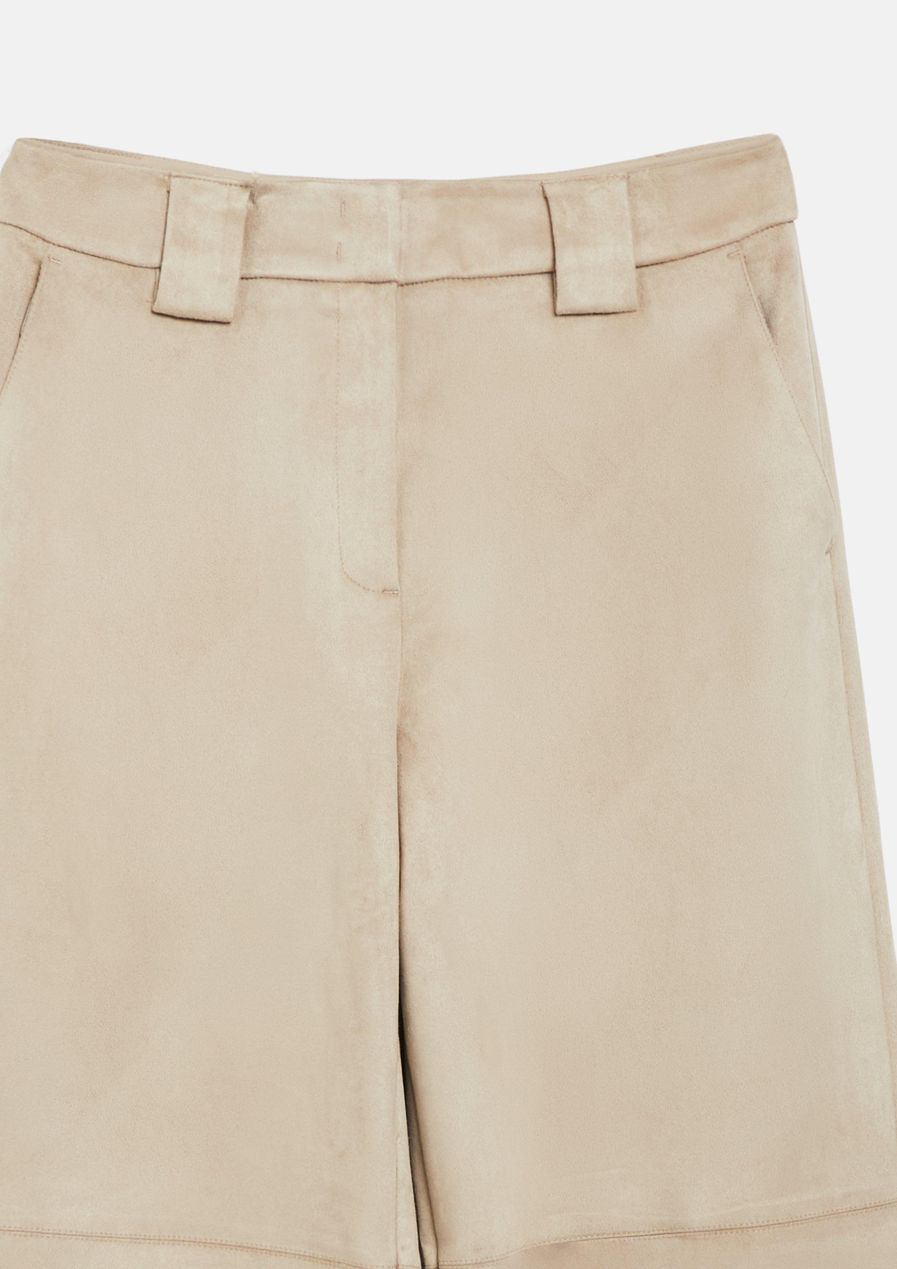 Women Wide-leg pants with a shaped waistband in a suede-like finish in brown by s.Oliver BLACK LABEL