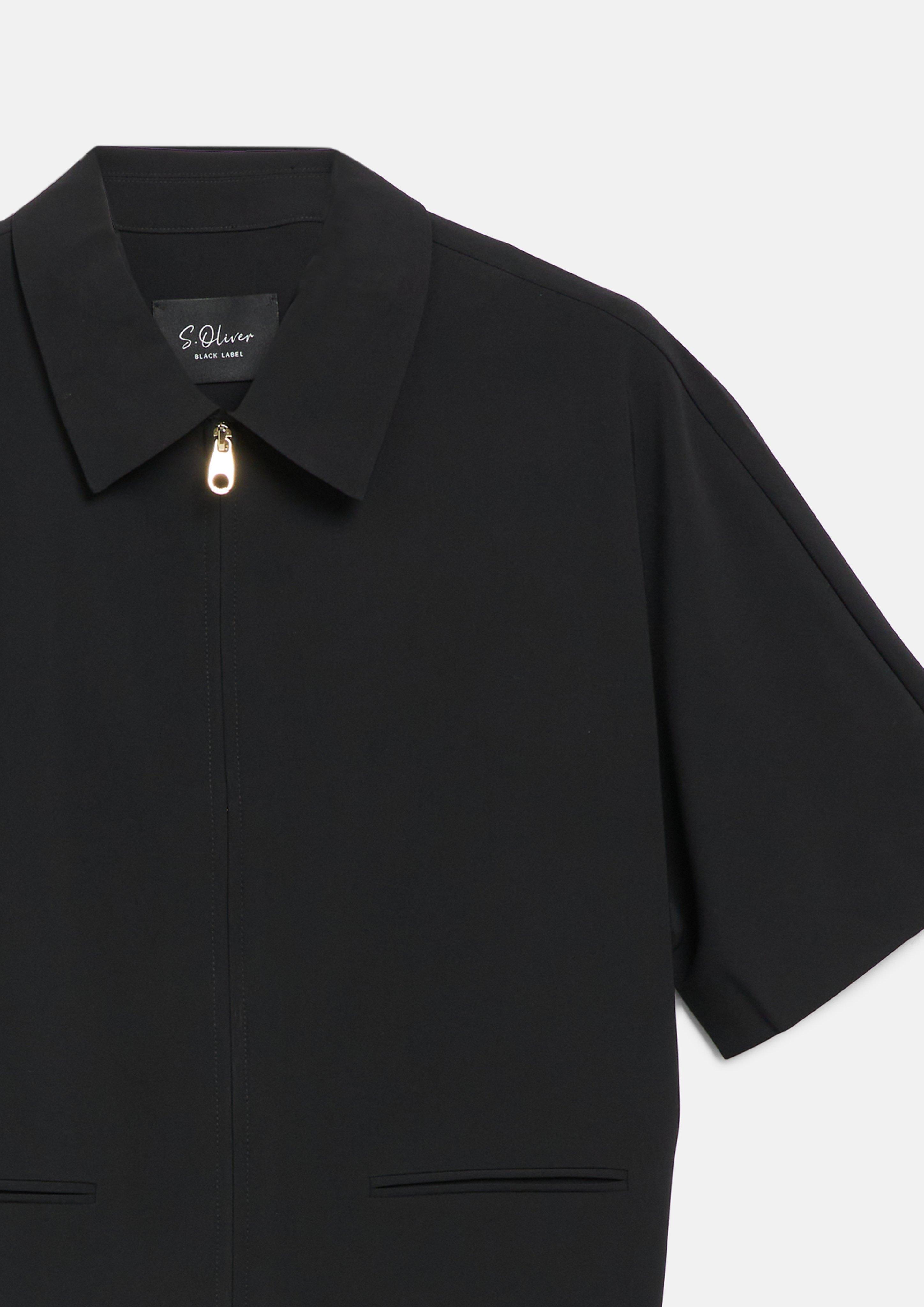 Dames Jasje met oversized korte mouwen in zwart van s.Oliver BLACK LABEL