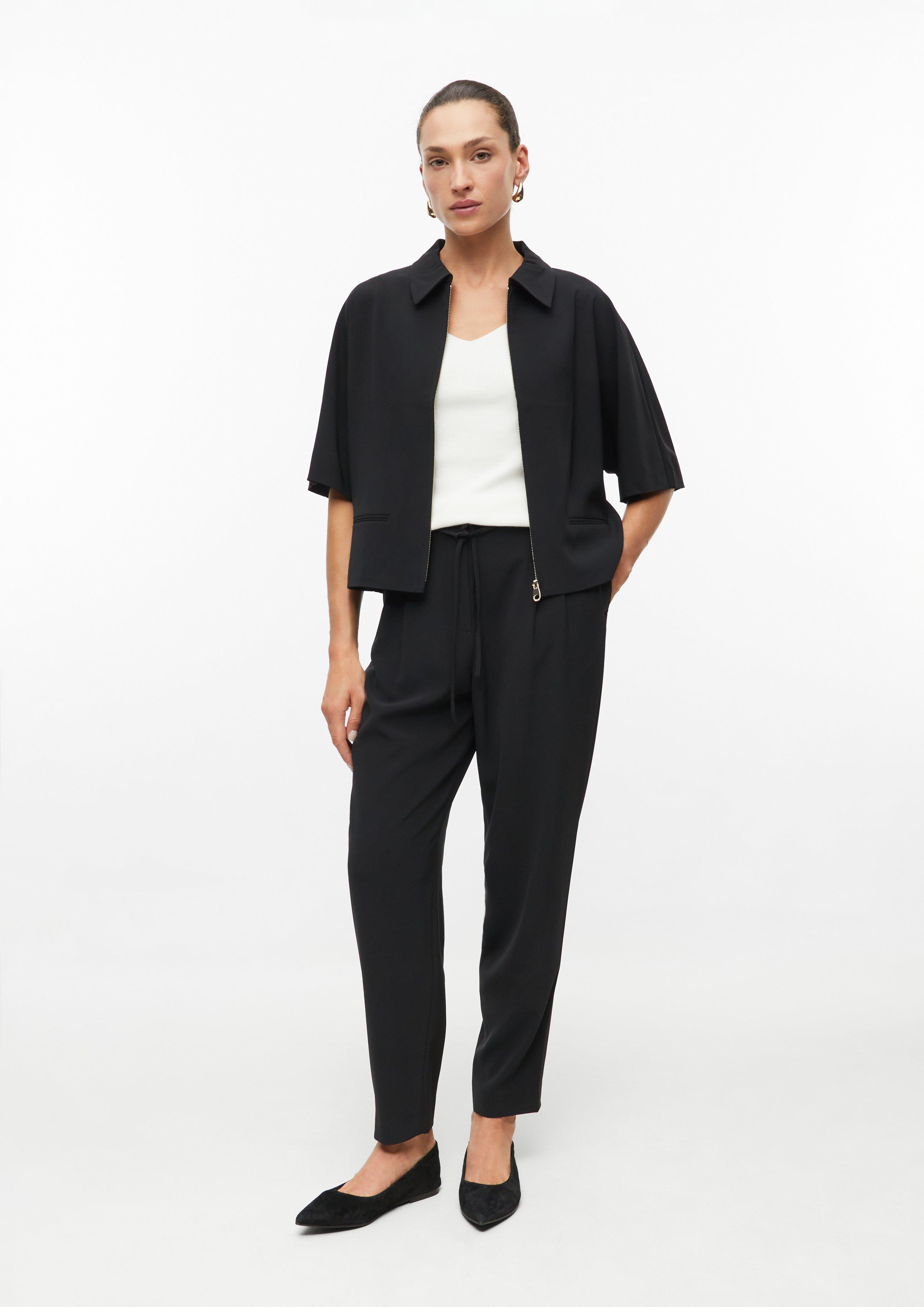Dames Jasje met oversized korte mouwen in zwart van s.Oliver BLACK LABEL