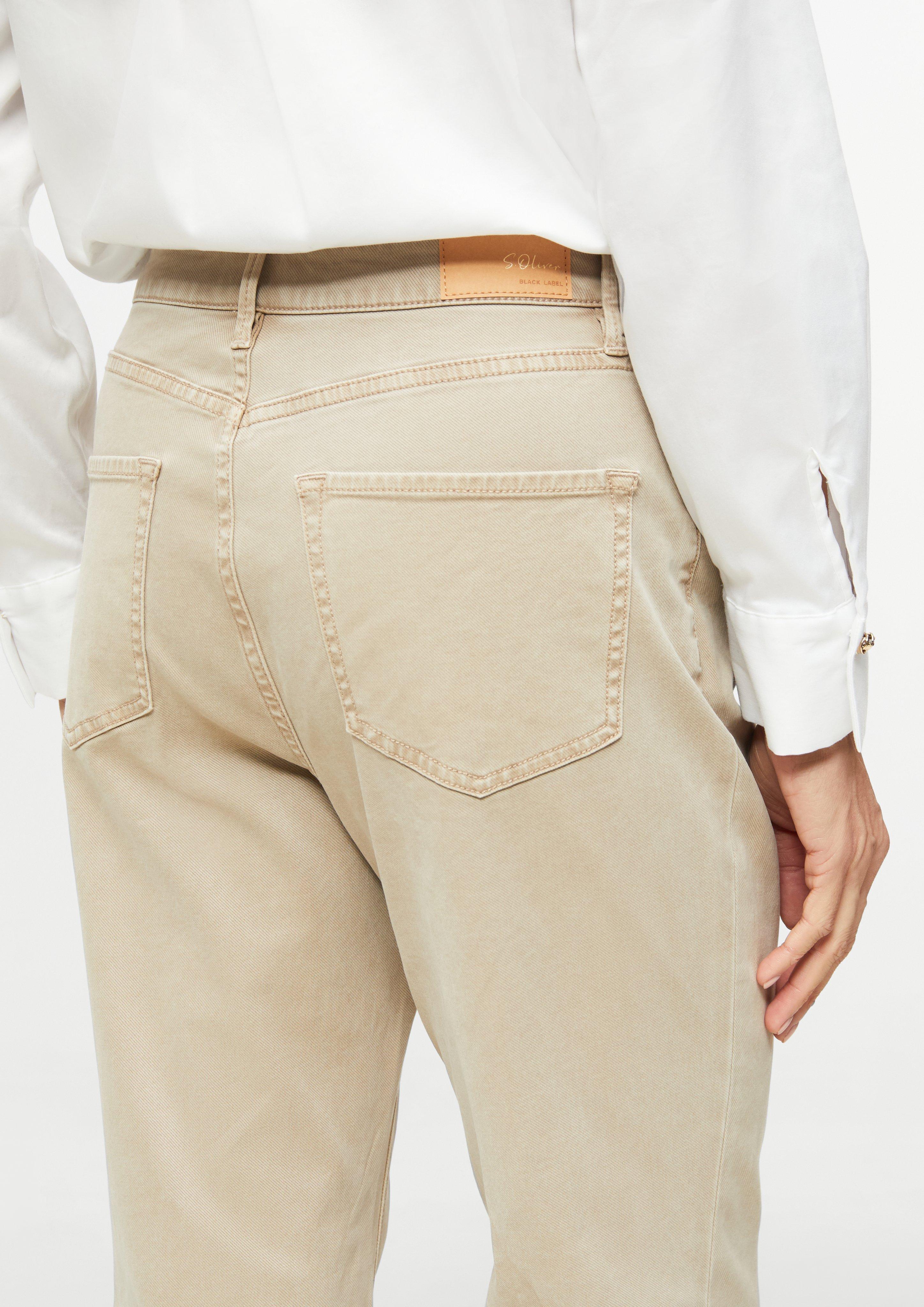 Dames Jeans Karolin / Regular Fit / Mid Rise / Straight Leg / Franjerand in beige van s.Oliver BLACK LABEL