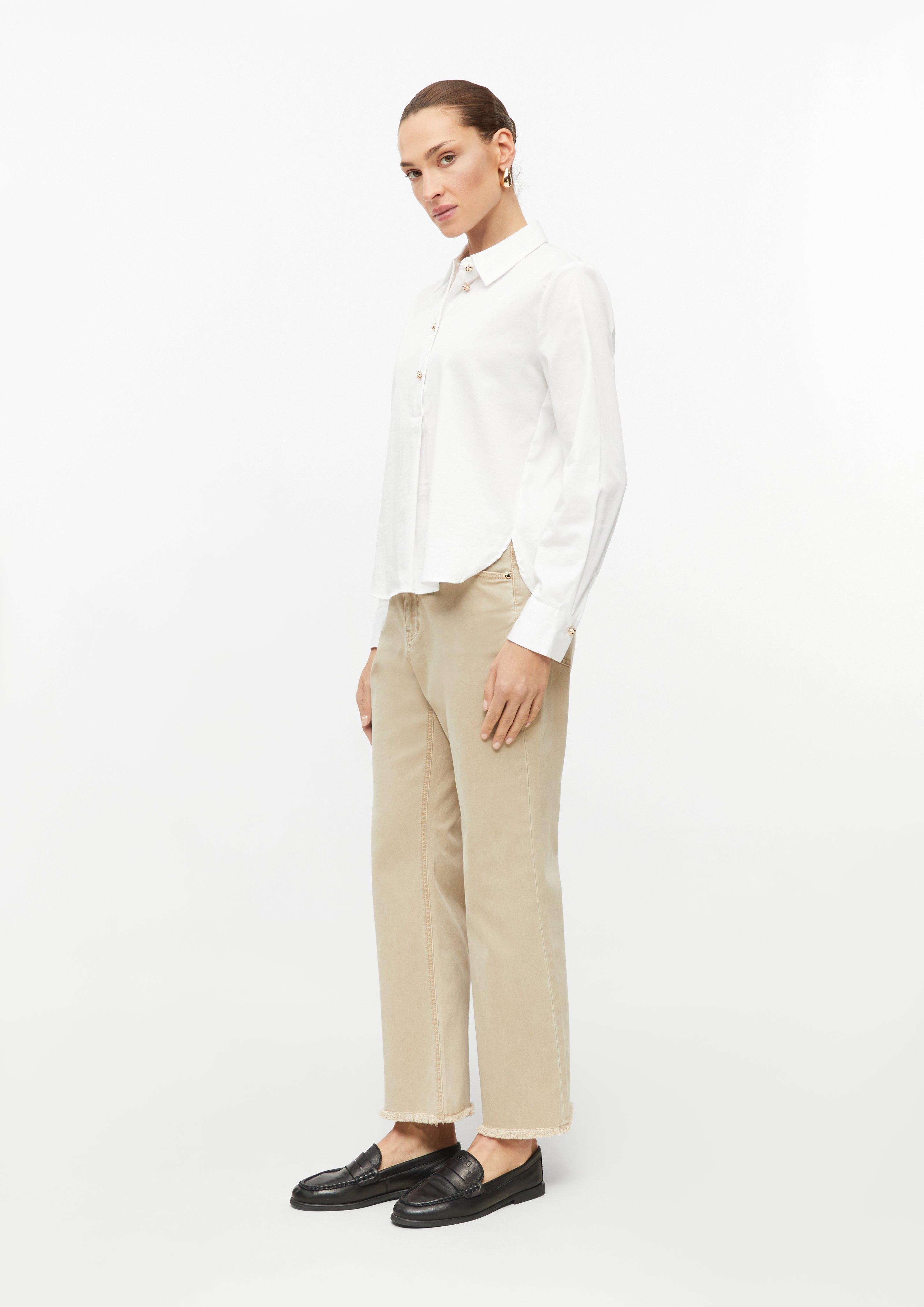 Dames Jeans Karolin / Regular Fit / Mid Rise / Straight Leg / Franjerand in beige van s.Oliver BLACK LABEL