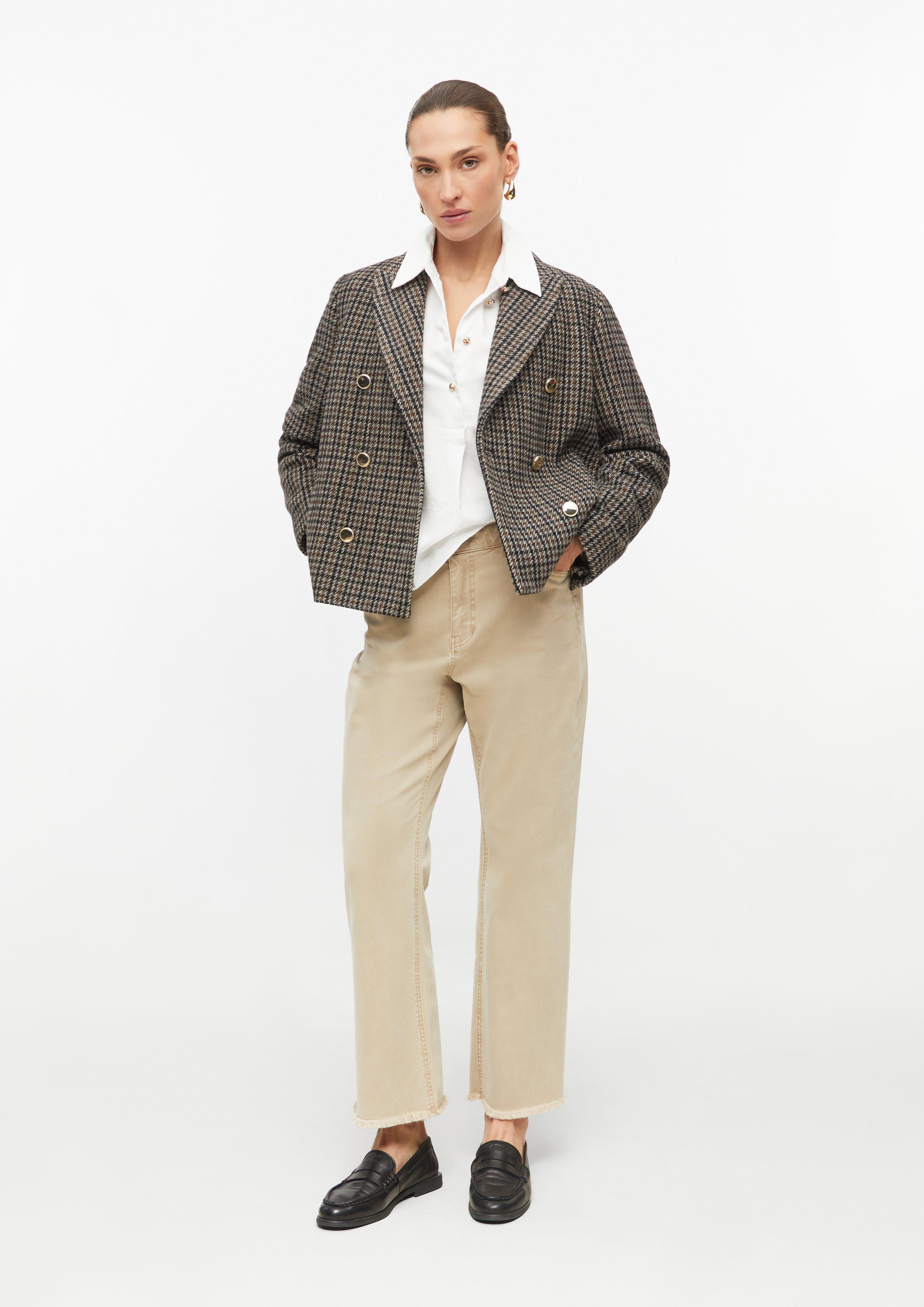 Dames Jeans Karolin / Regular Fit / Mid Rise / Straight Leg / Franjerand in beige van s.Oliver BLACK LABEL
