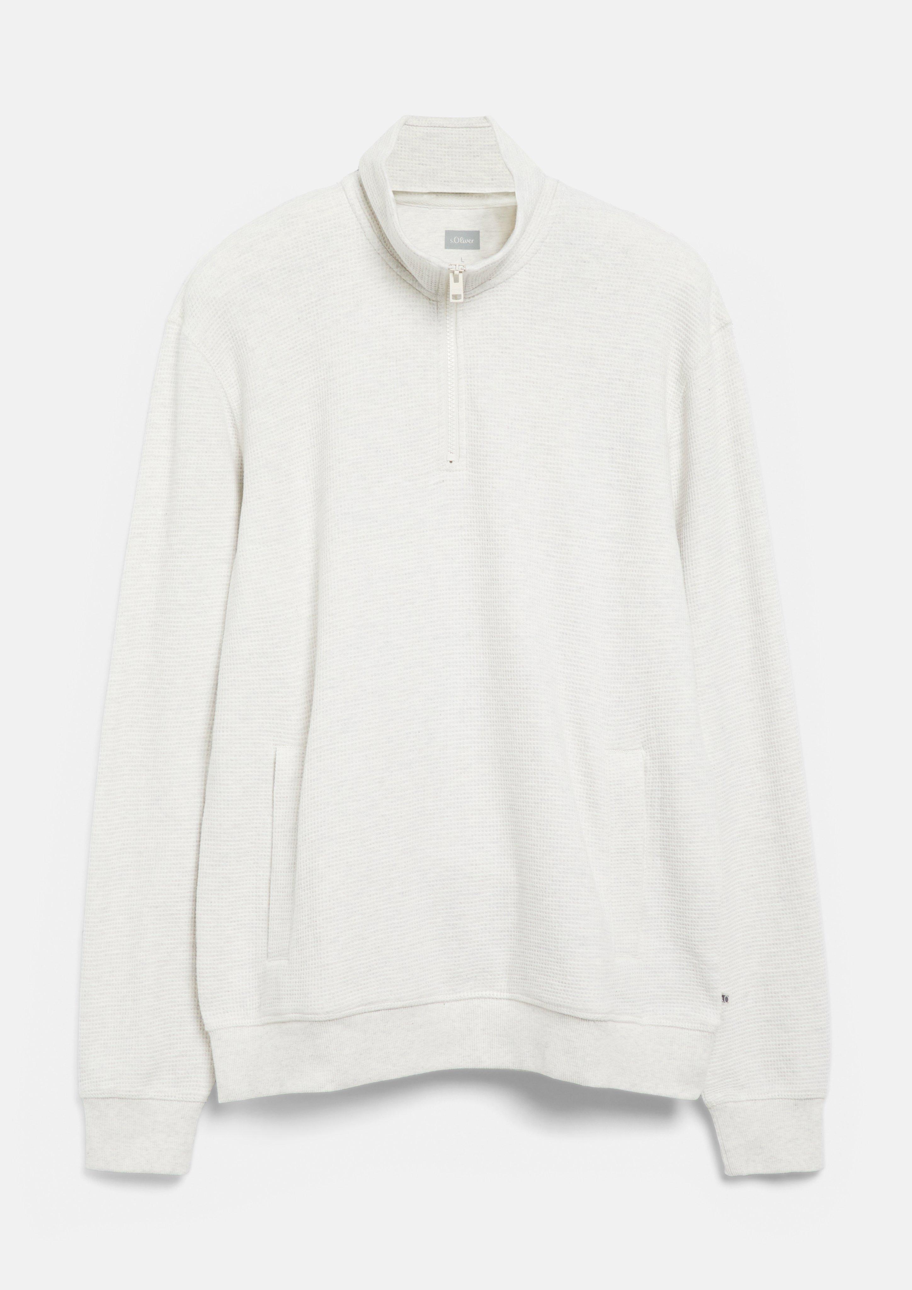Men Turtleneck Sweatshirt with Waffle Texture in cream by s.Oliver