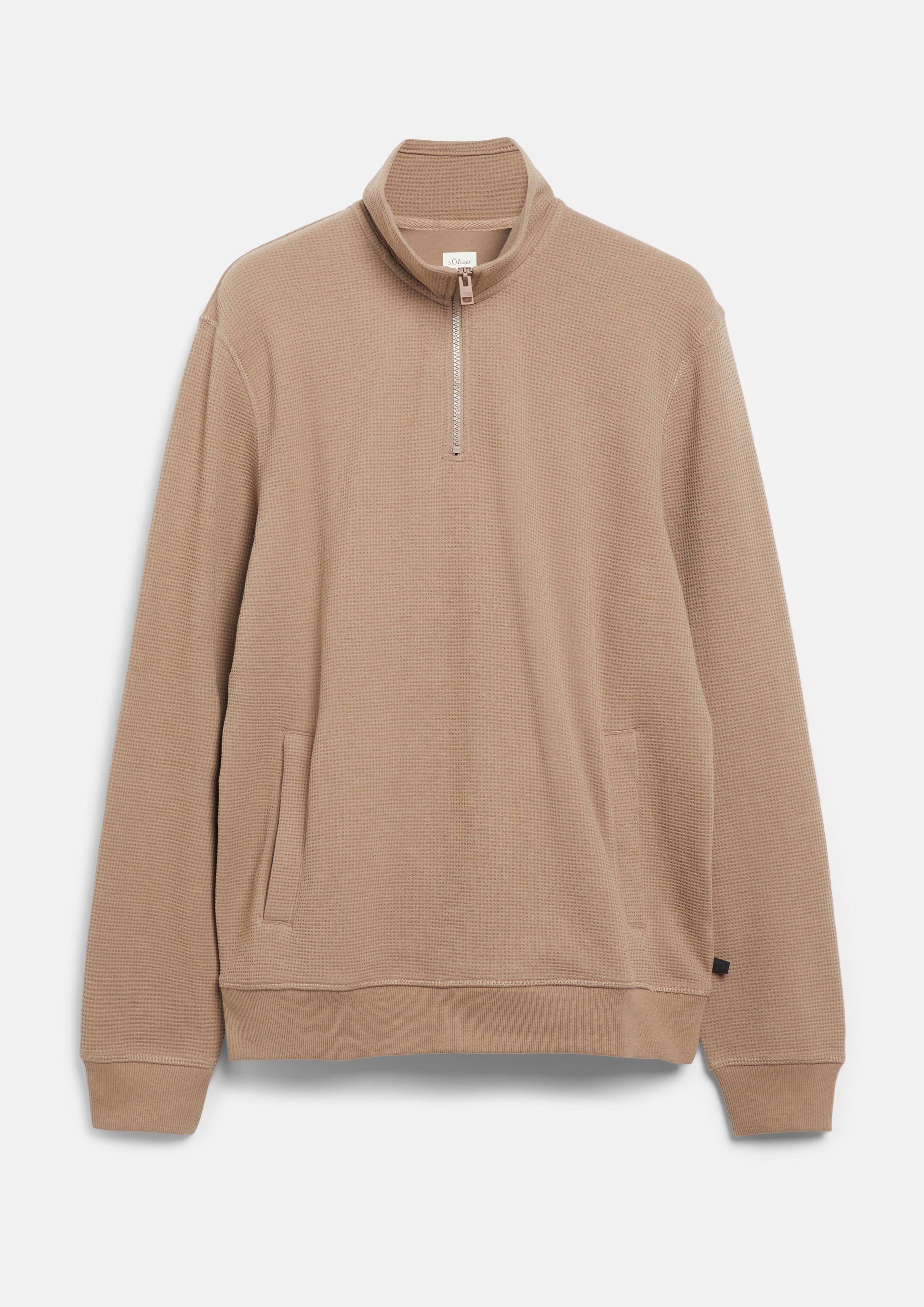 Men Turtleneck Sweatshirt with Waffle Texture in brown by s.Oliver