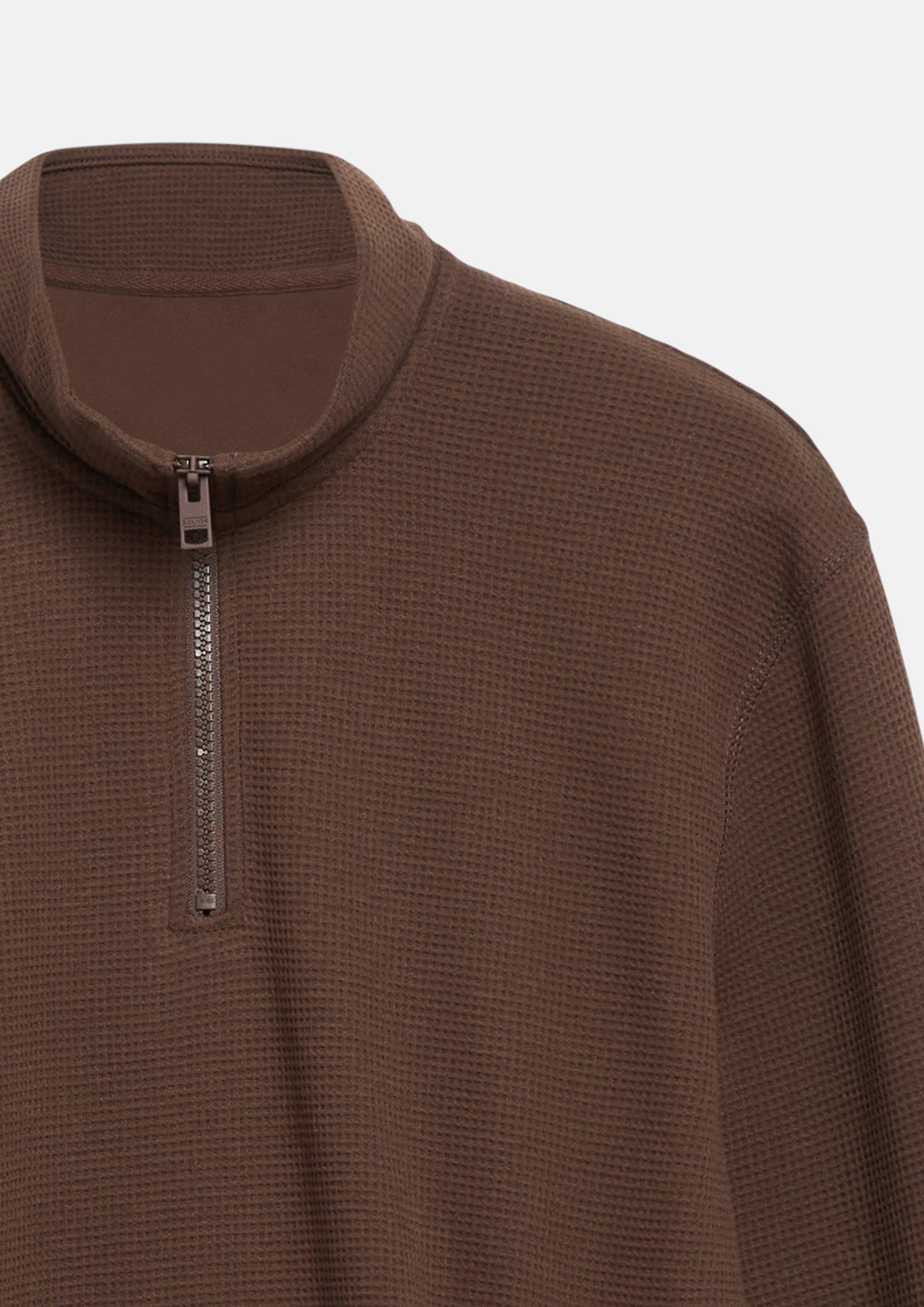 Men Turtleneck Sweatshirt with Waffle Texture in brown by s.Oliver