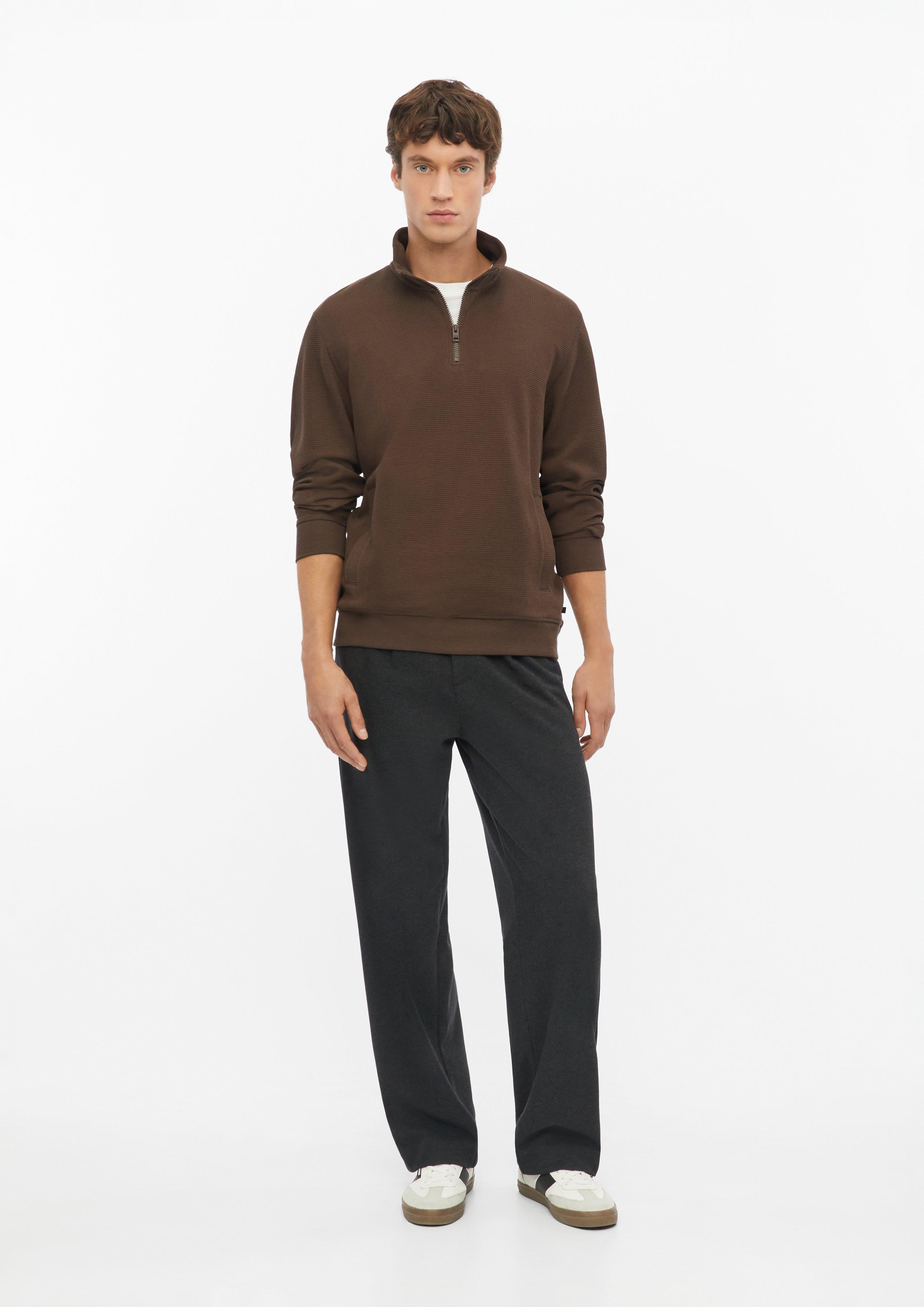 Men Turtleneck Sweatshirt with Waffle Texture in brown by s.Oliver