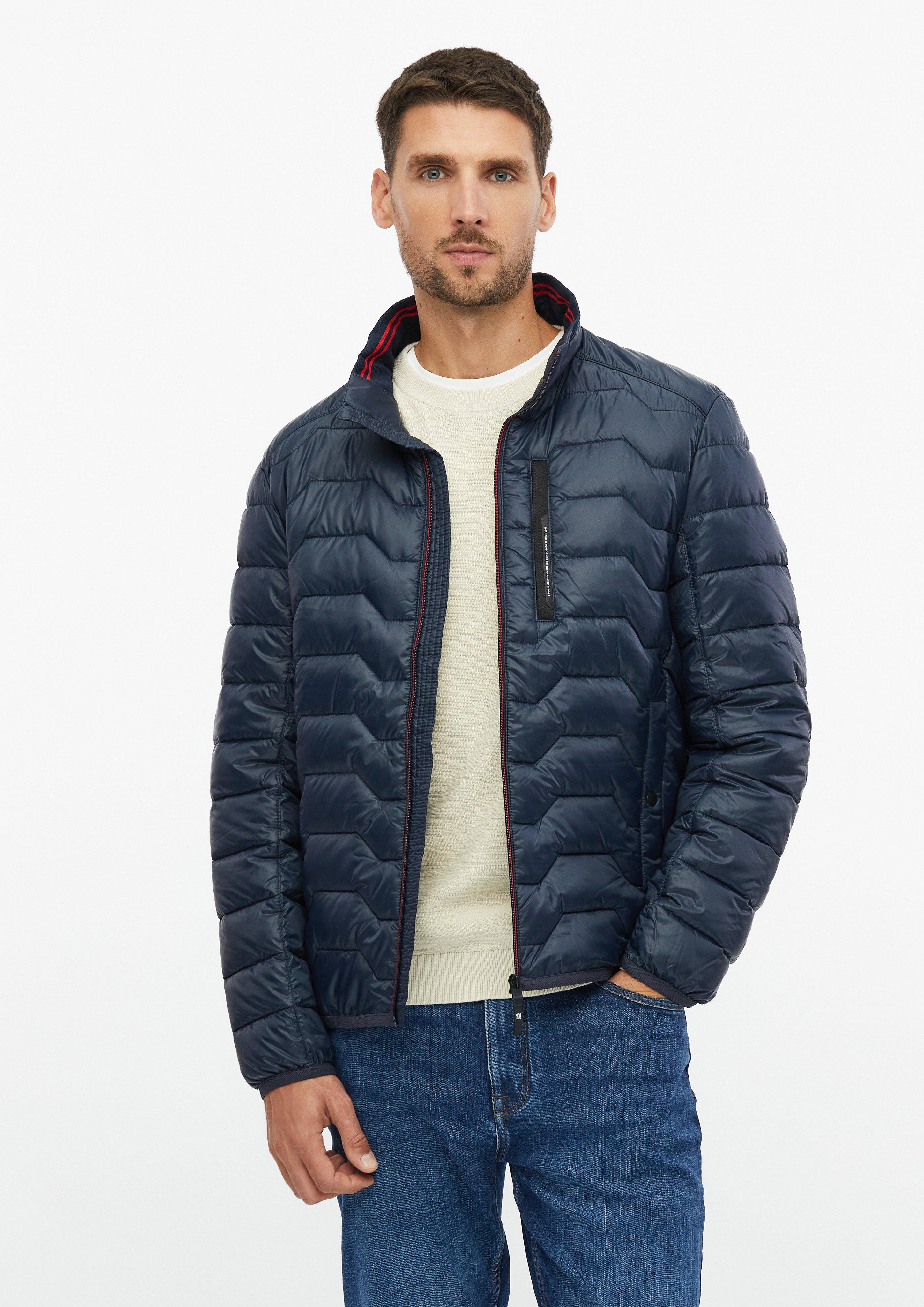 Lightweight quilted jacket with contrasting details and a stand-up collar in navy by s.Oliver
