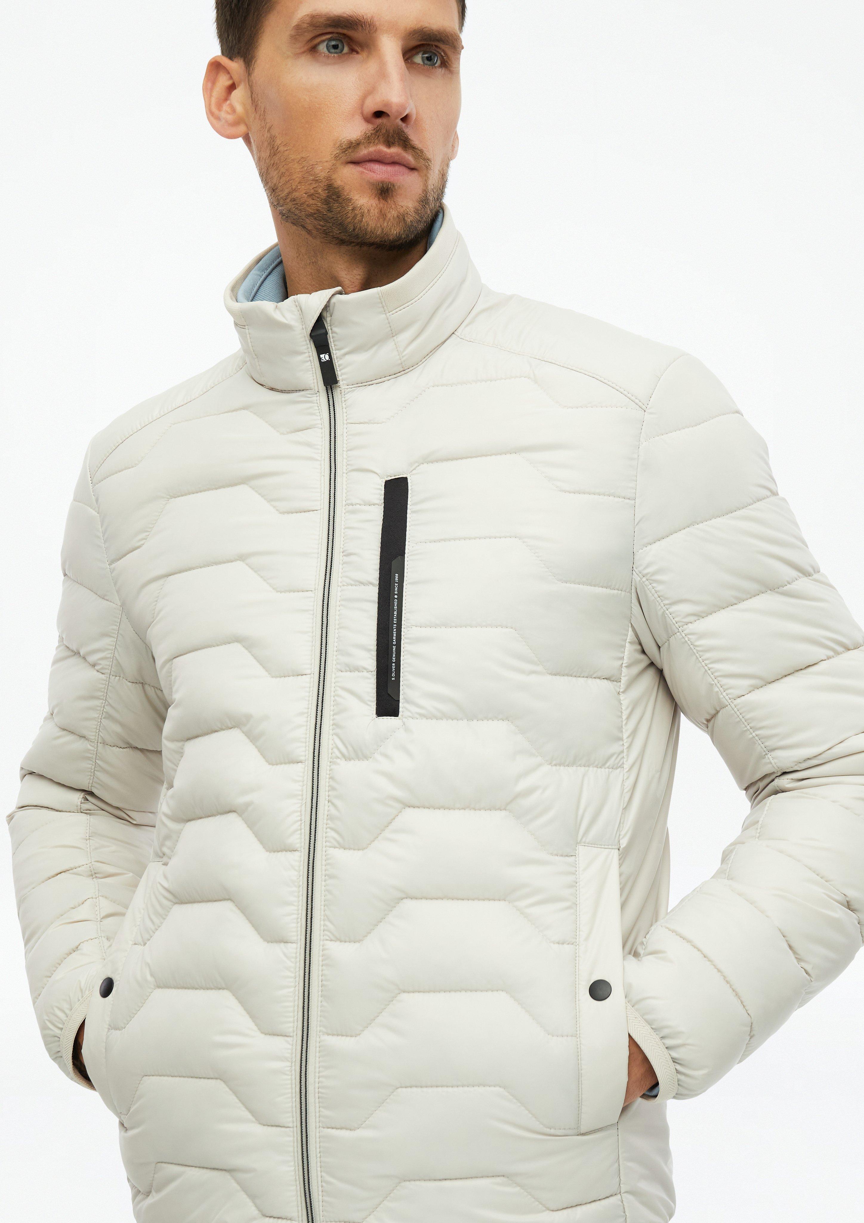 Hommes Veste matelassée légère avec détails contrastés et col montant en crème de s.Oliver