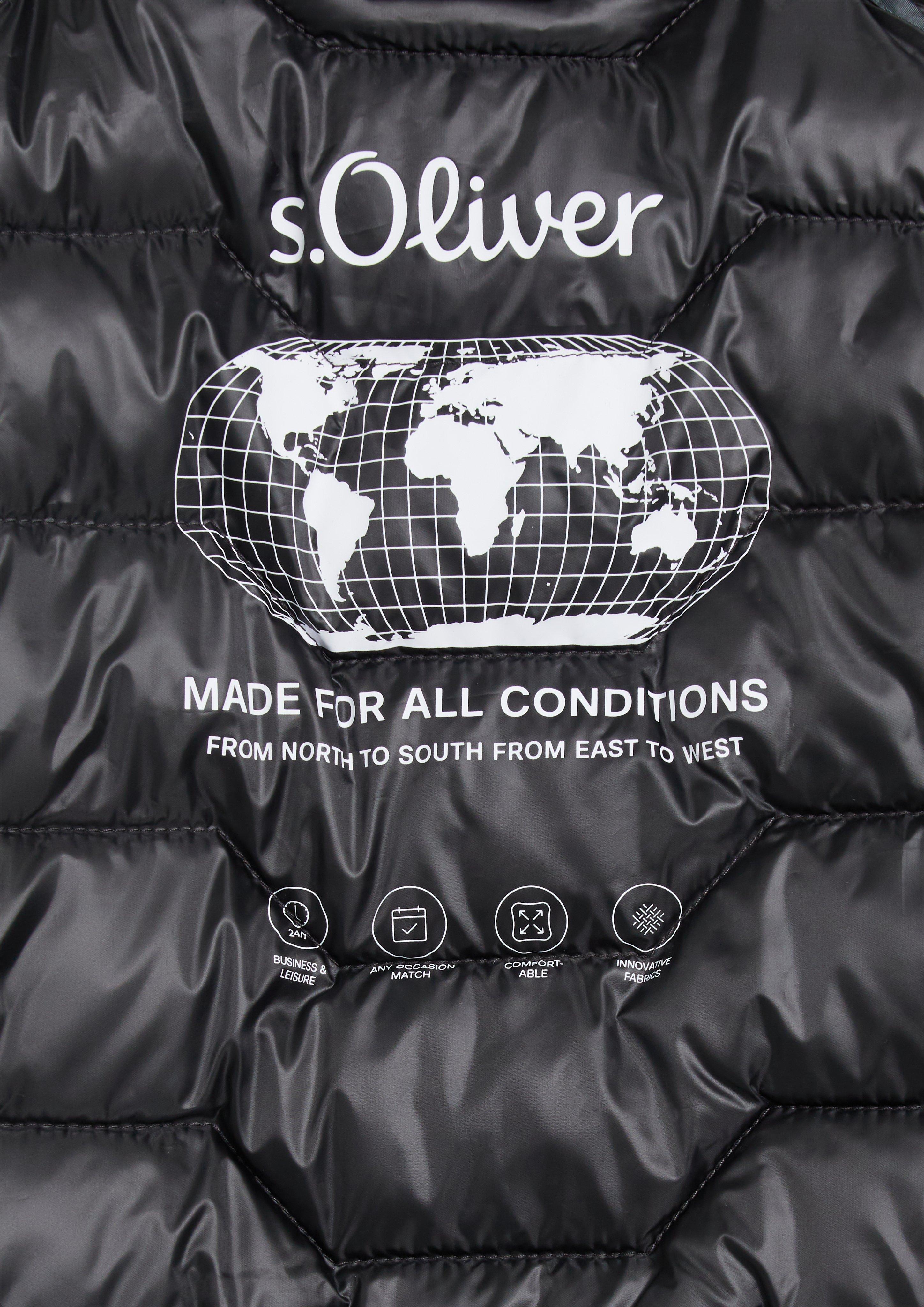 Herren Leichte Steppjacke mit Kontrast-Details und Stehkragen in schwarz von s.Oliver