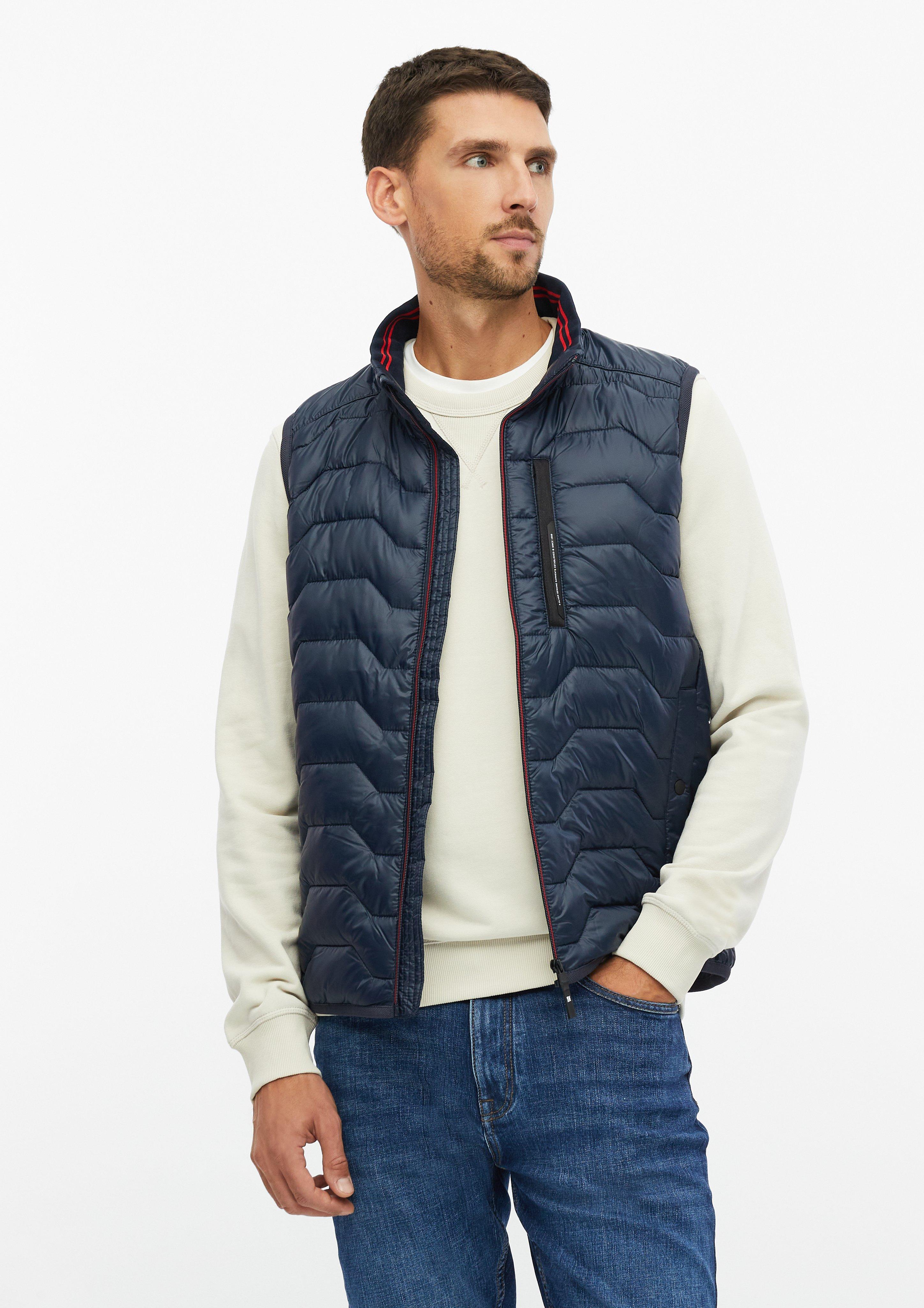Wasserabweisende Steppweste mit sportiven Details in Farbe navy von s.Oliver