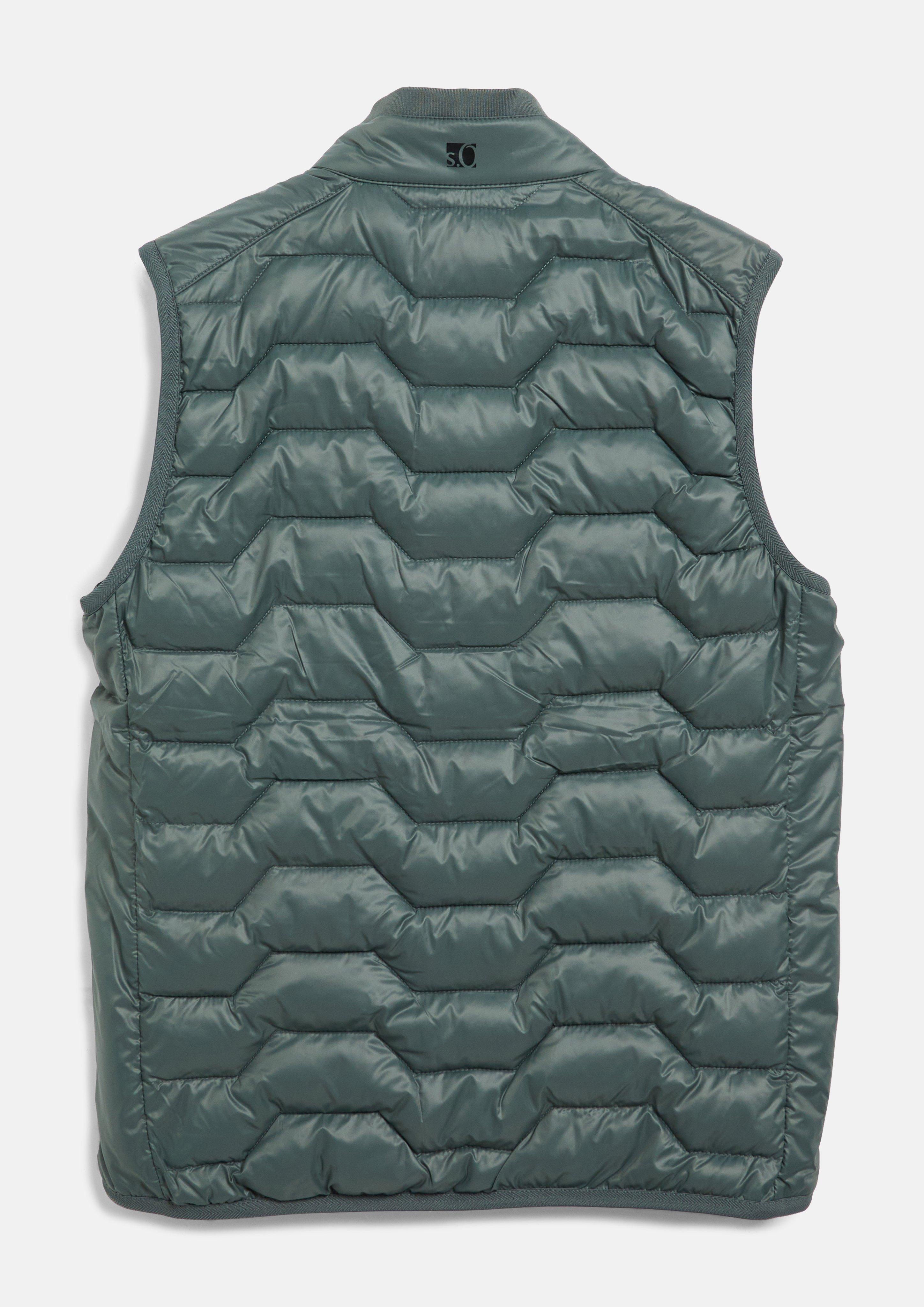 Hommes Gilet matelassé déperlant aux détails sportifs en vert de s.Oliver