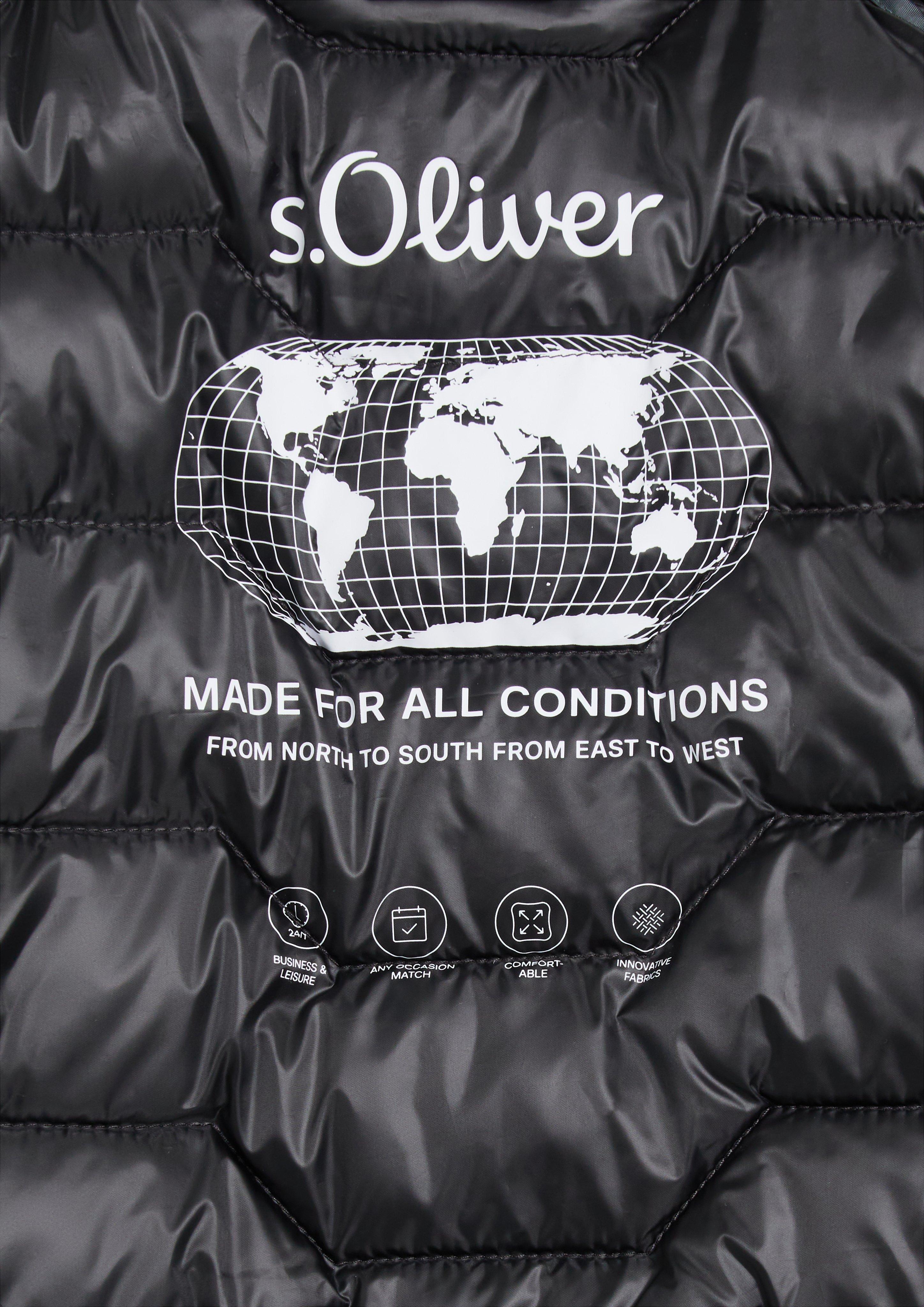 Heren Waterafstotend gewatteerd vest met sportieve details in groen van s.Oliver