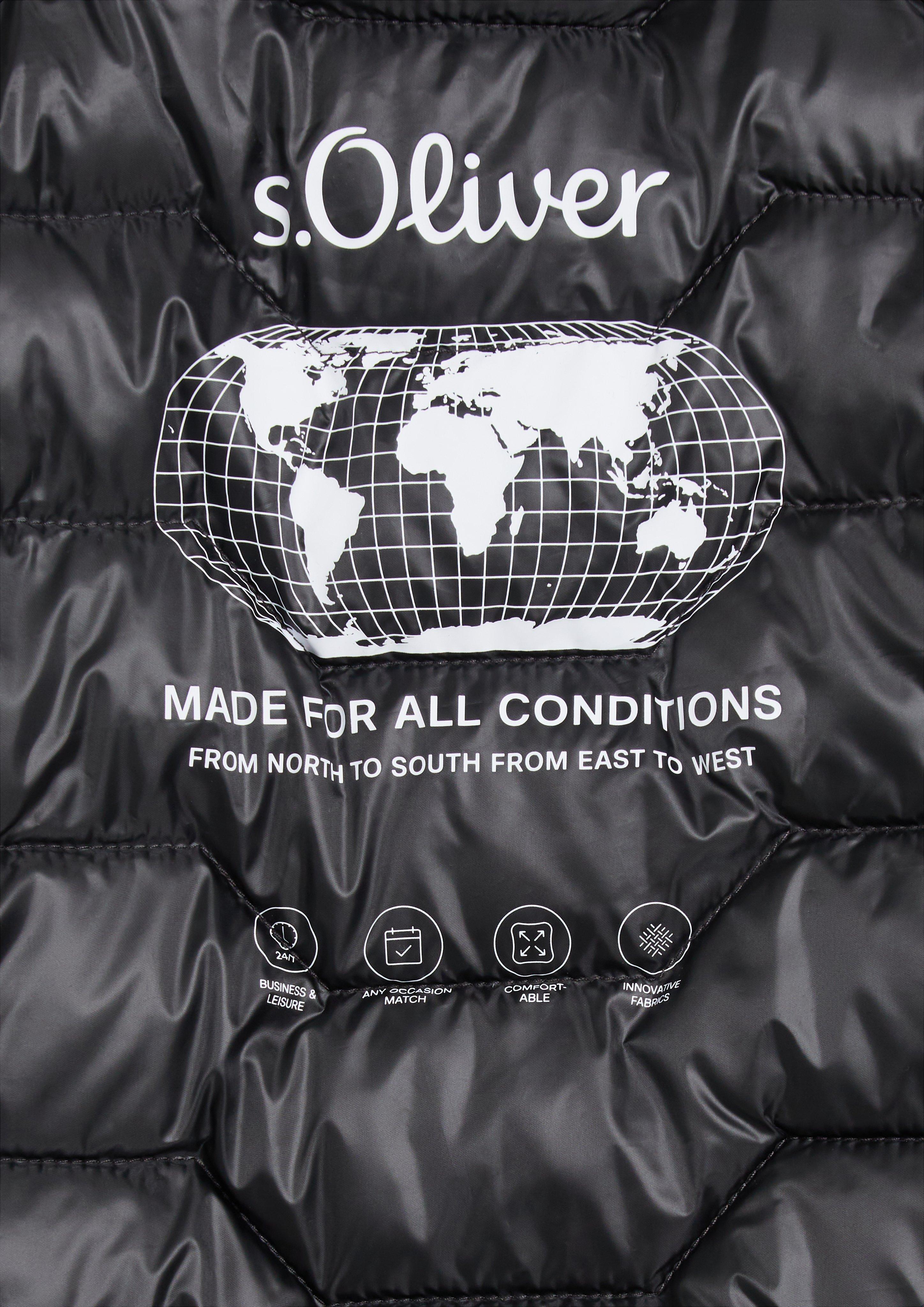 Heren Waterafstotend gewatteerd vest met sportieve details in zwart van s.Oliver