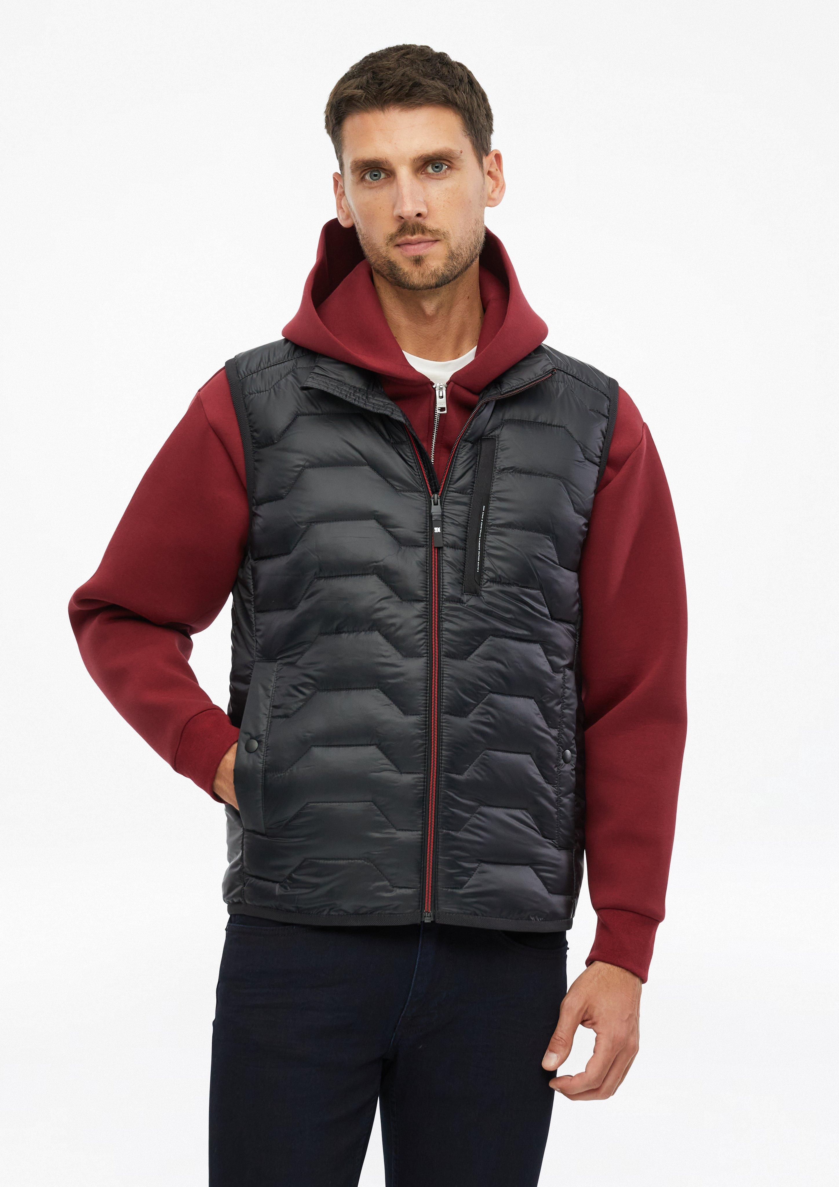Water-repellent quilted vest with sporty details in black by s.Oliver
