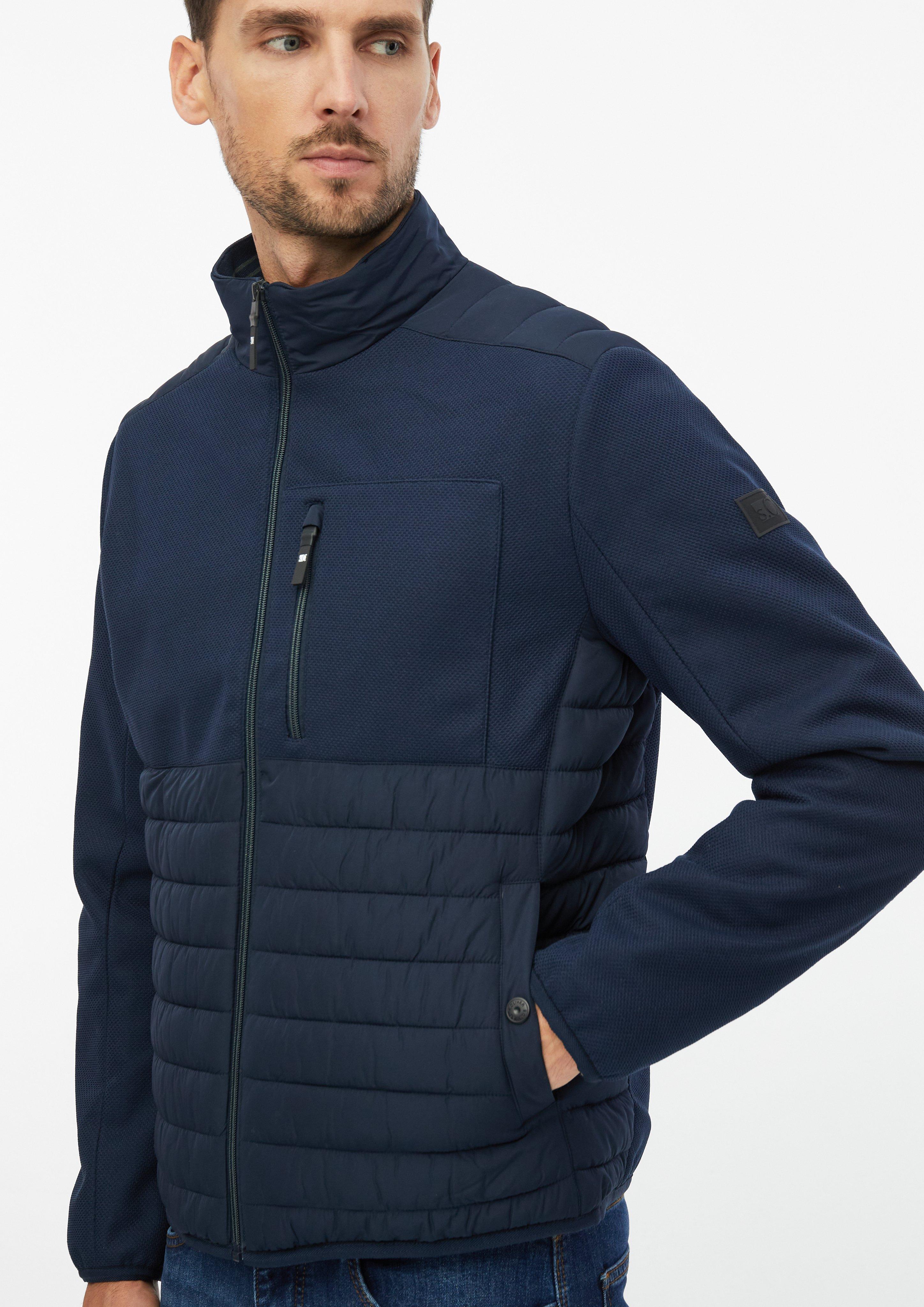 Herren Leicht wattierte Jacke im Fabricmix mit sportiven Details in blau von s.Oliver