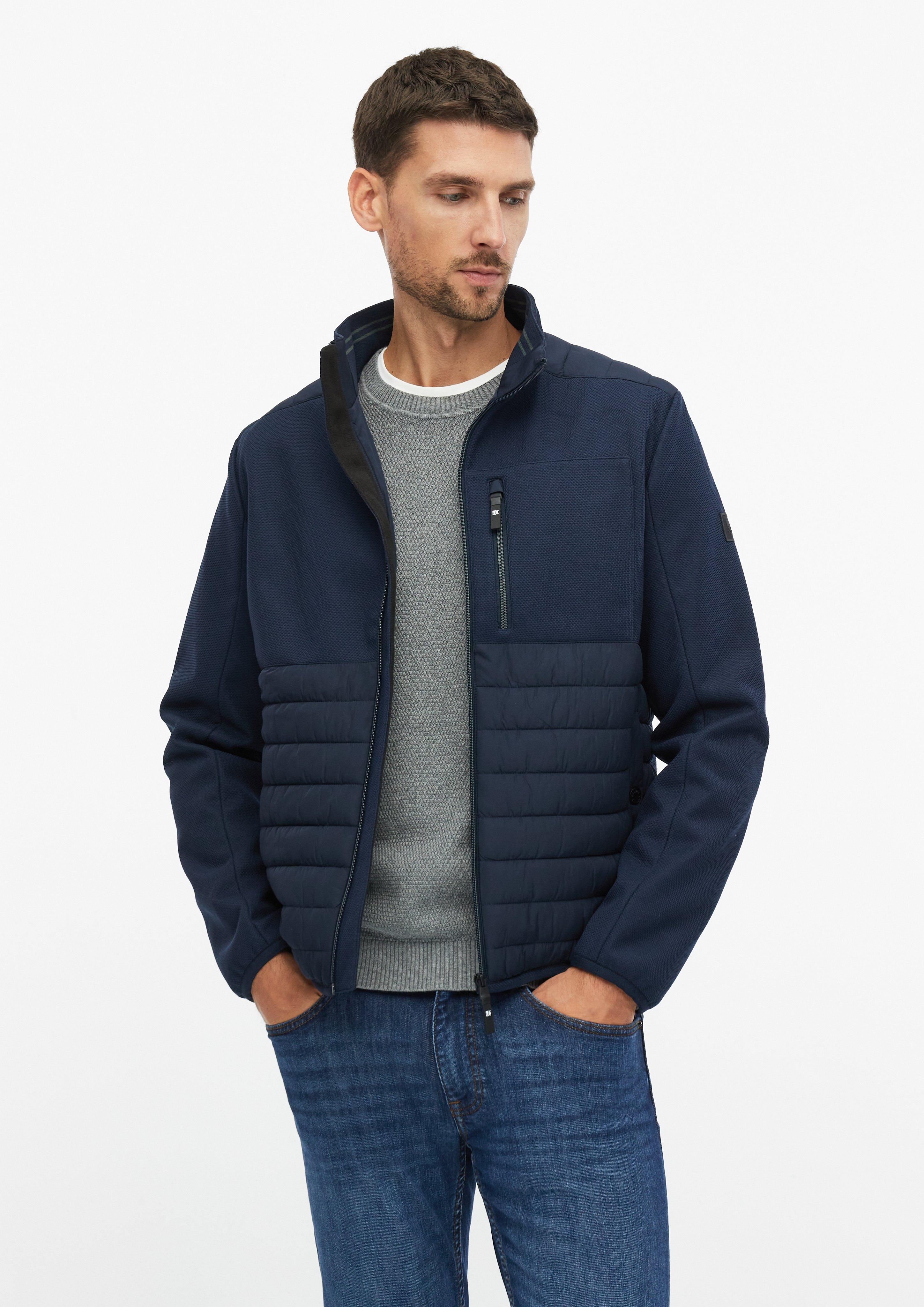 Lightly padded jacket in a fabric blend with sporty details in navy by s.Oliver