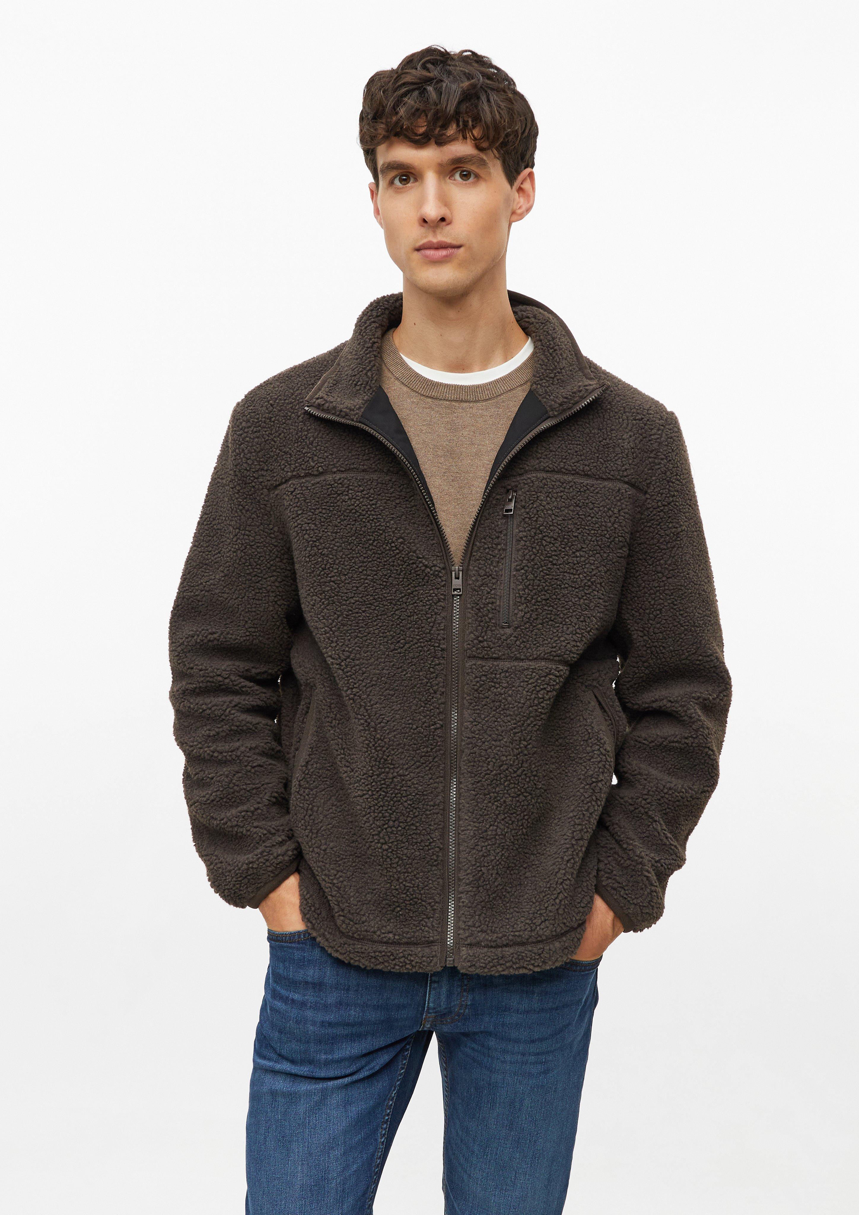 Veste sportive en peluche à col montant en marron foncé de s.Oliver