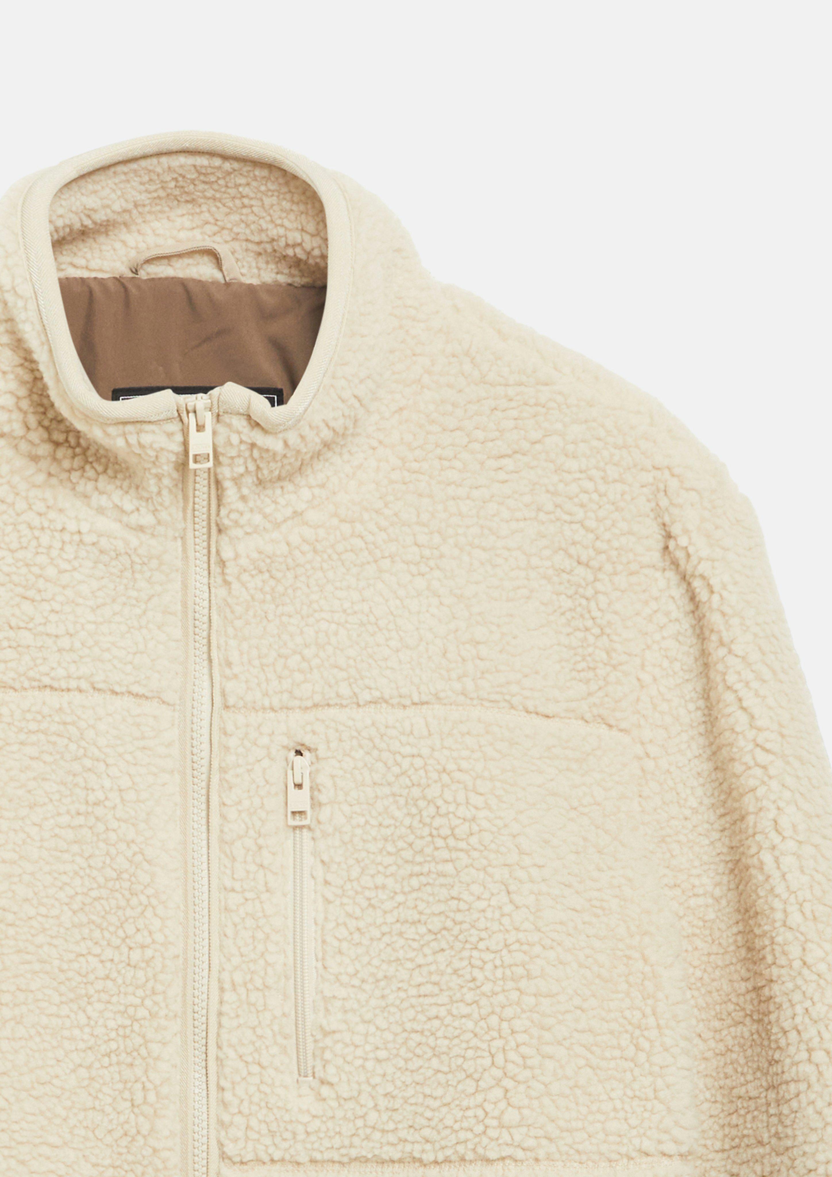 Men Sporty teddy jacket with a stand-up collar in beige by s.Oliver