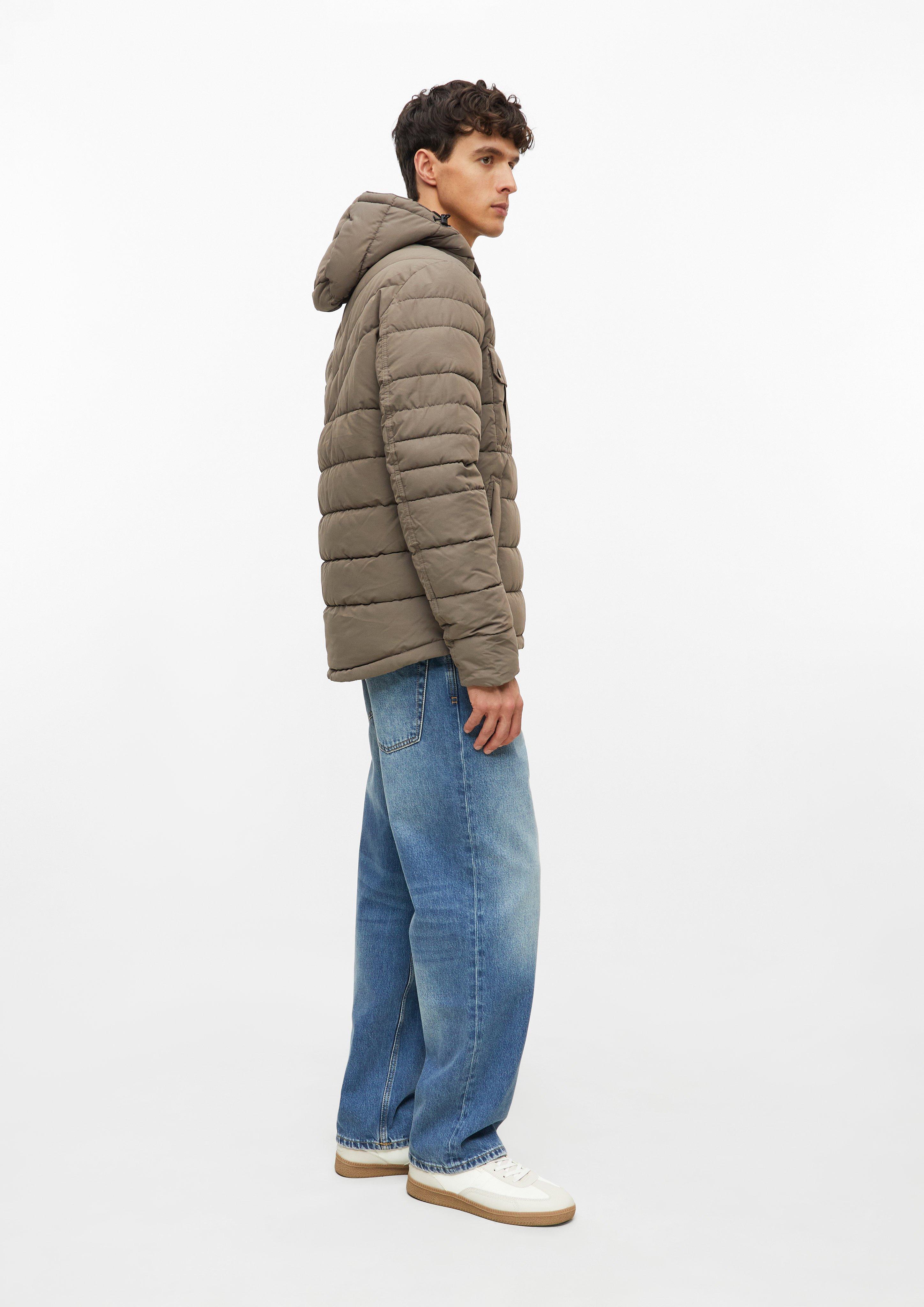 Men Puffer jacket with a detachable hood and sporty details in brown by s.Oliver