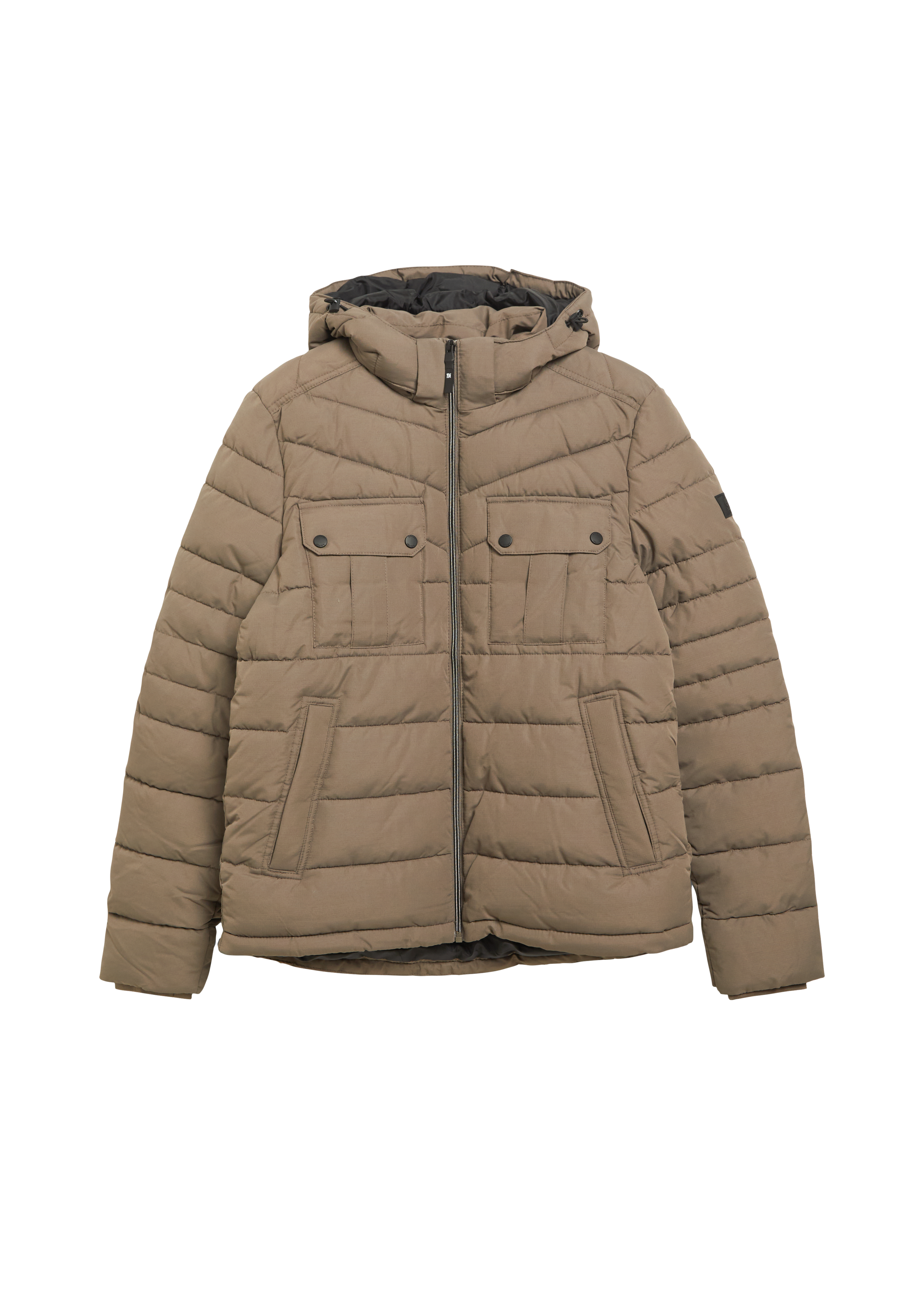 Donsjas met afneembare capuchon en sportieve details