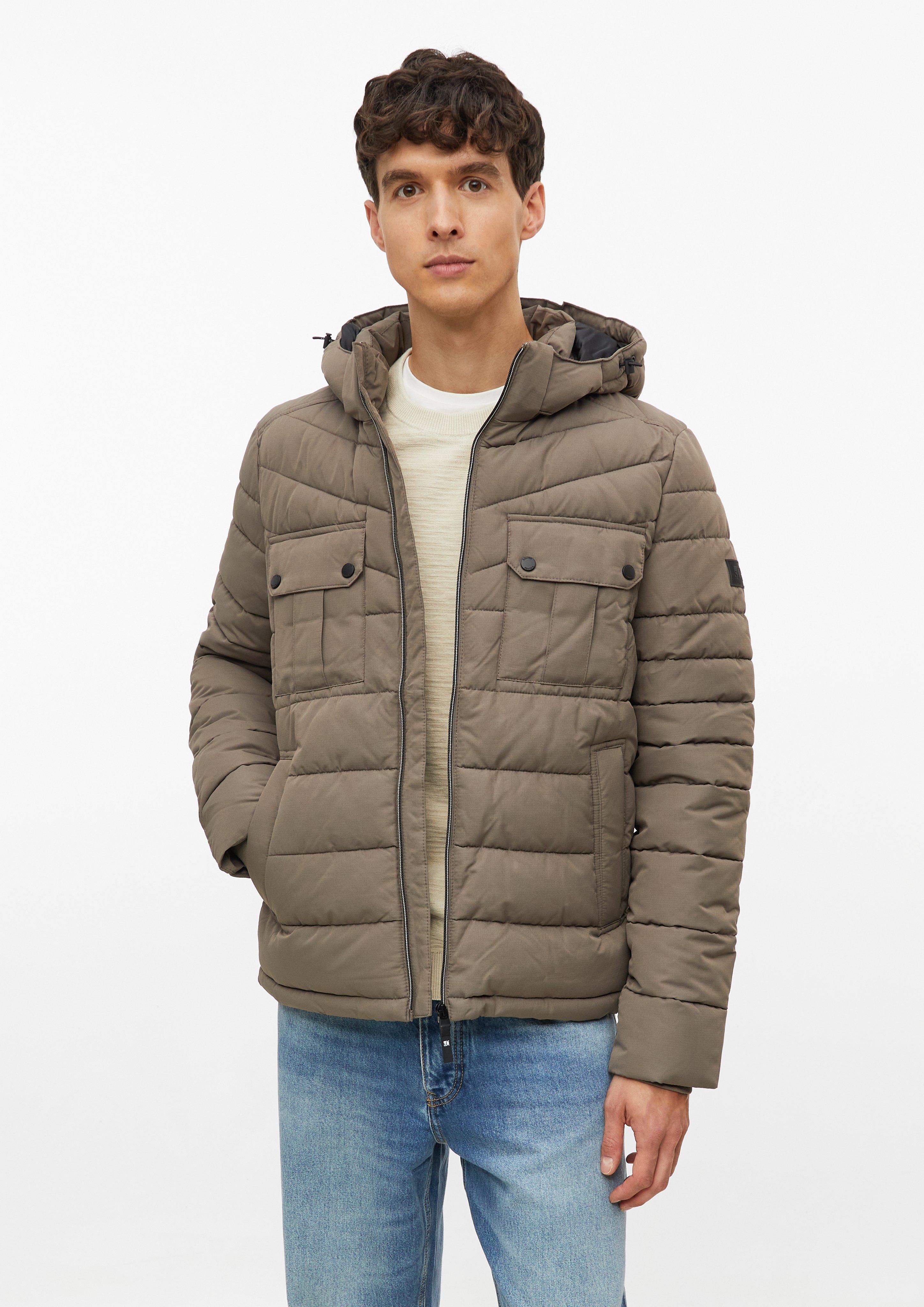 Veste matelassée à capuche amovible et détails sportifs en brun de s.Oliver