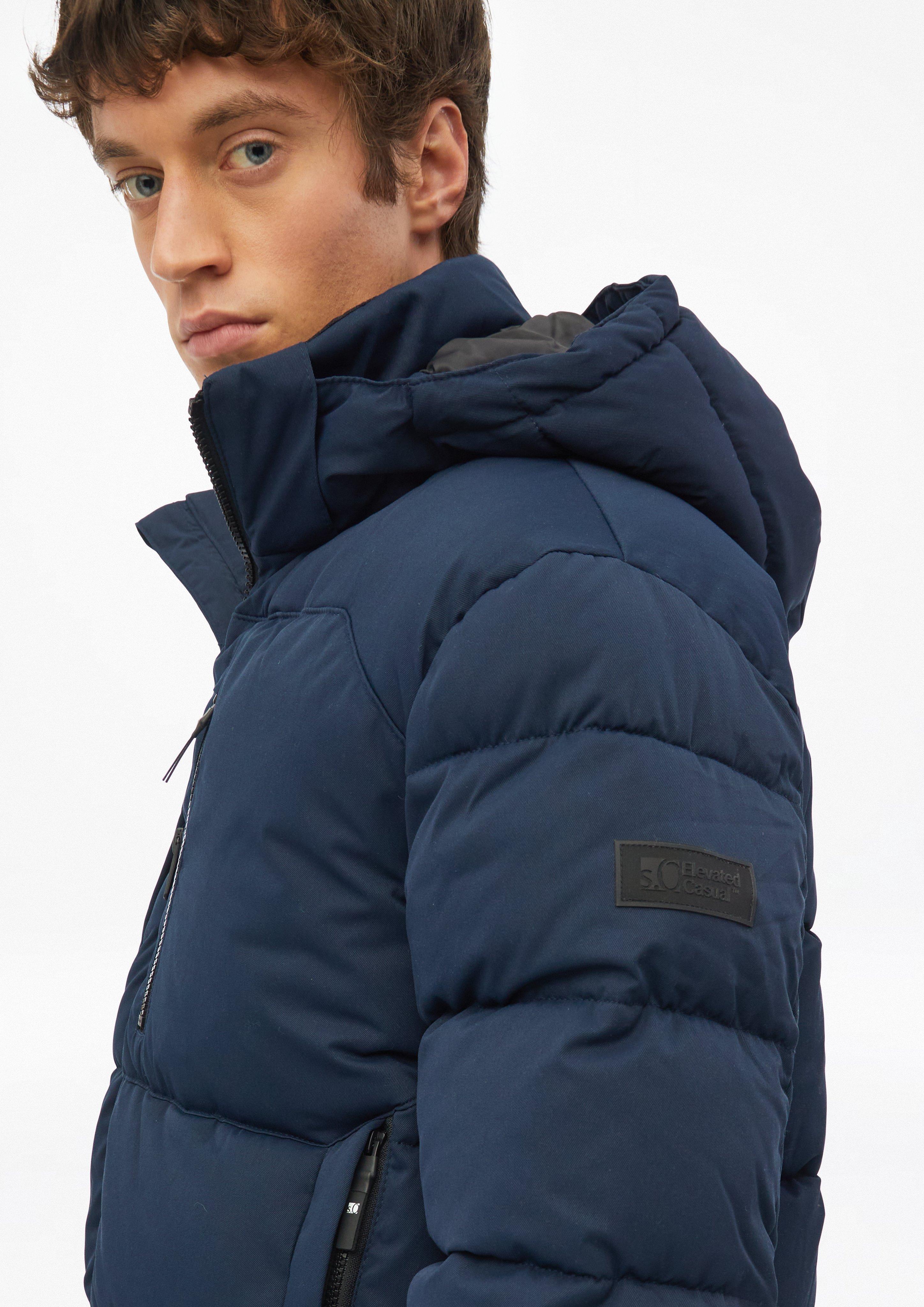 Men Warm puffer jacket with a detachable hood in blue by s.Oliver