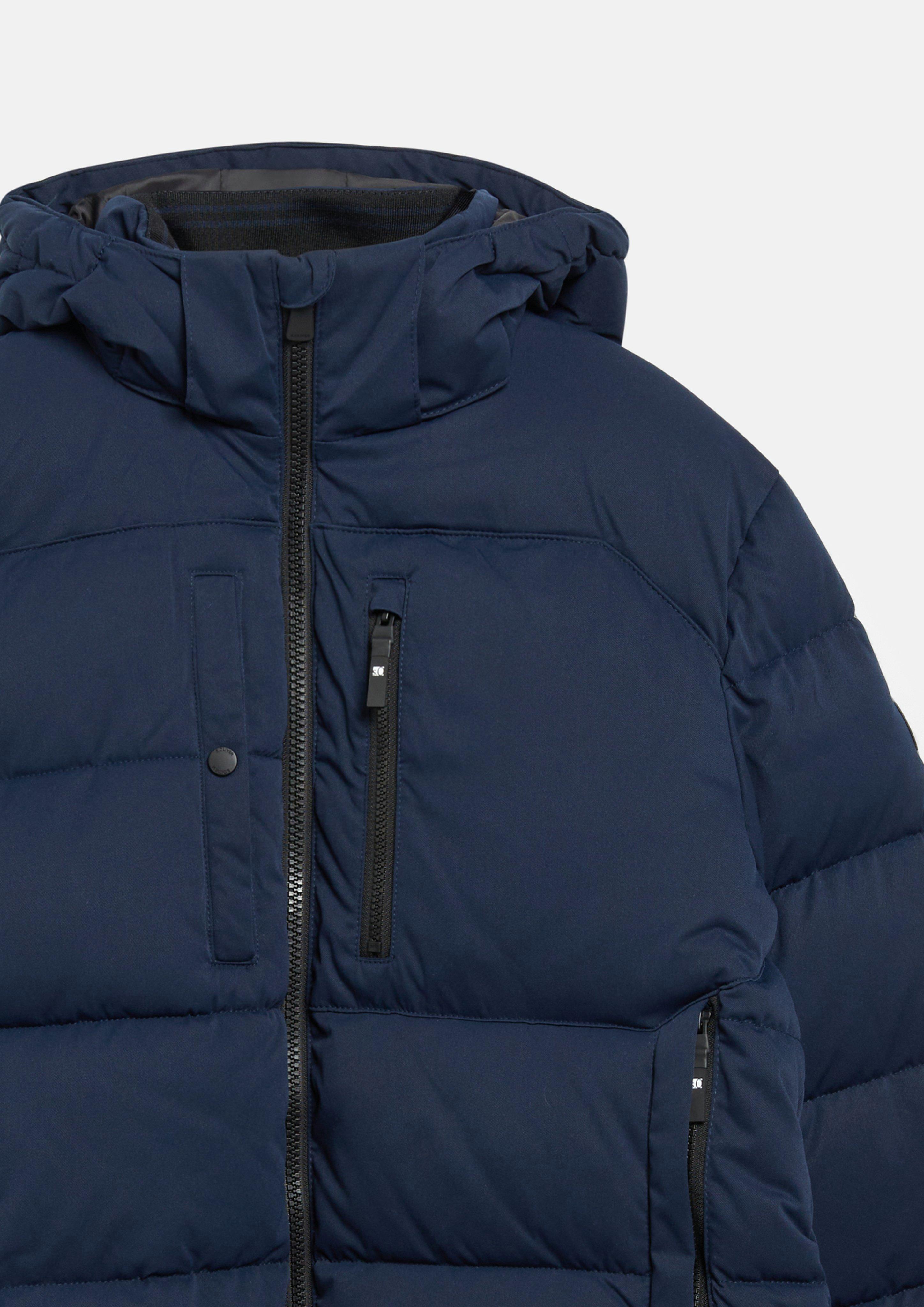 Men Warm puffer jacket with a detachable hood in blue by s.Oliver