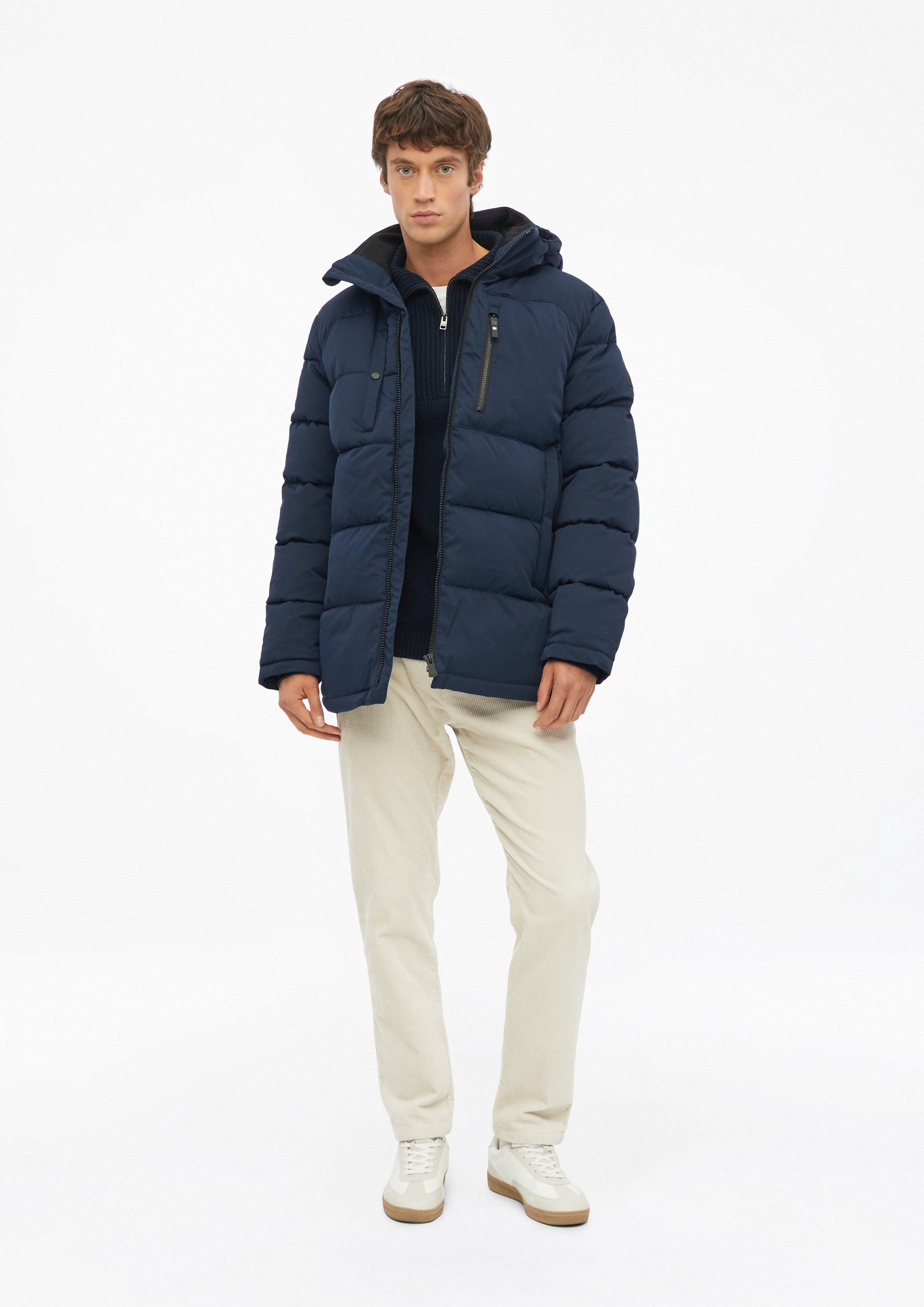 Men Warm puffer jacket with a detachable hood in blue by s.Oliver