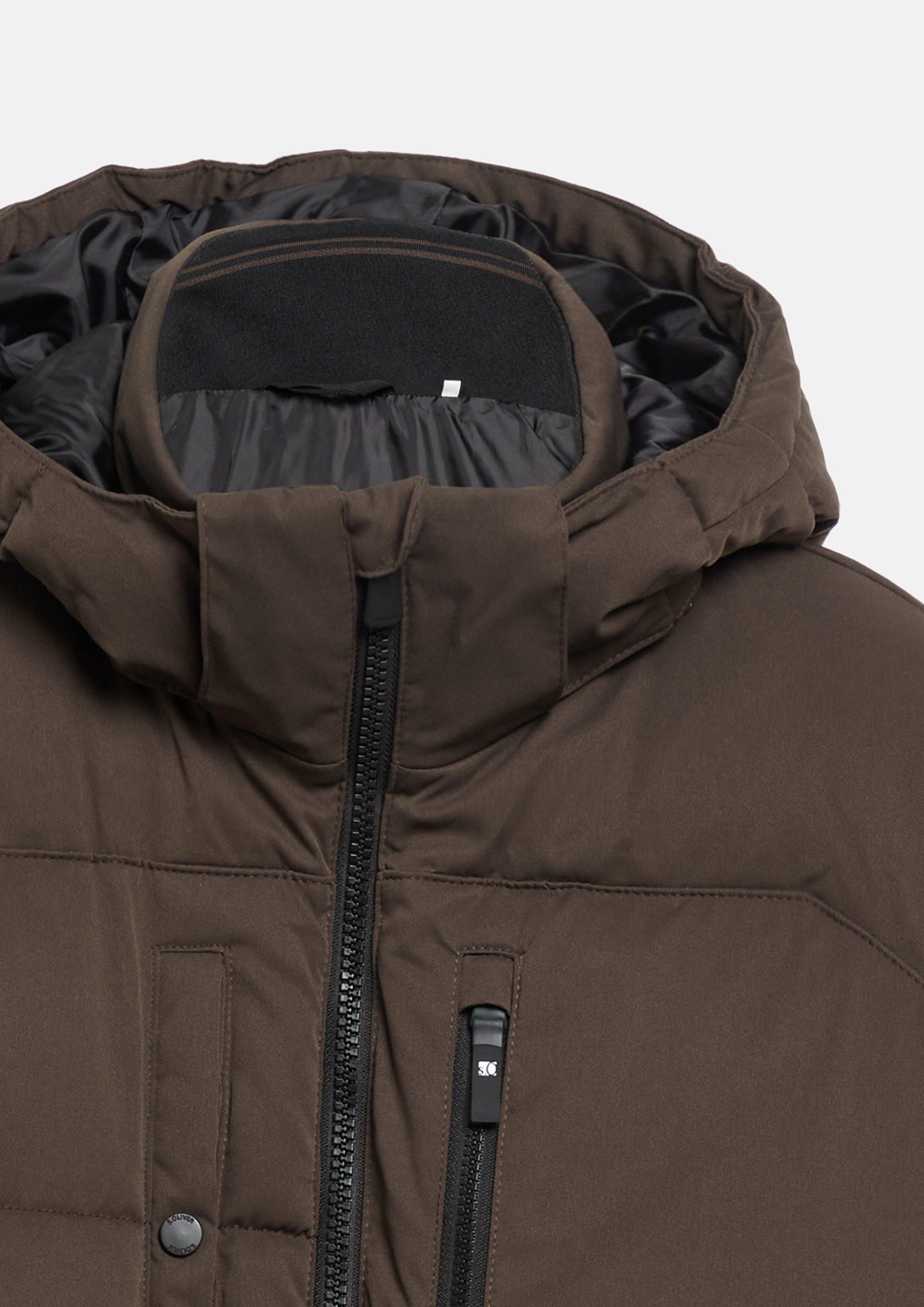 Hommes Veste matelassée chaude avec capuche amovible en brun de s.Oliver