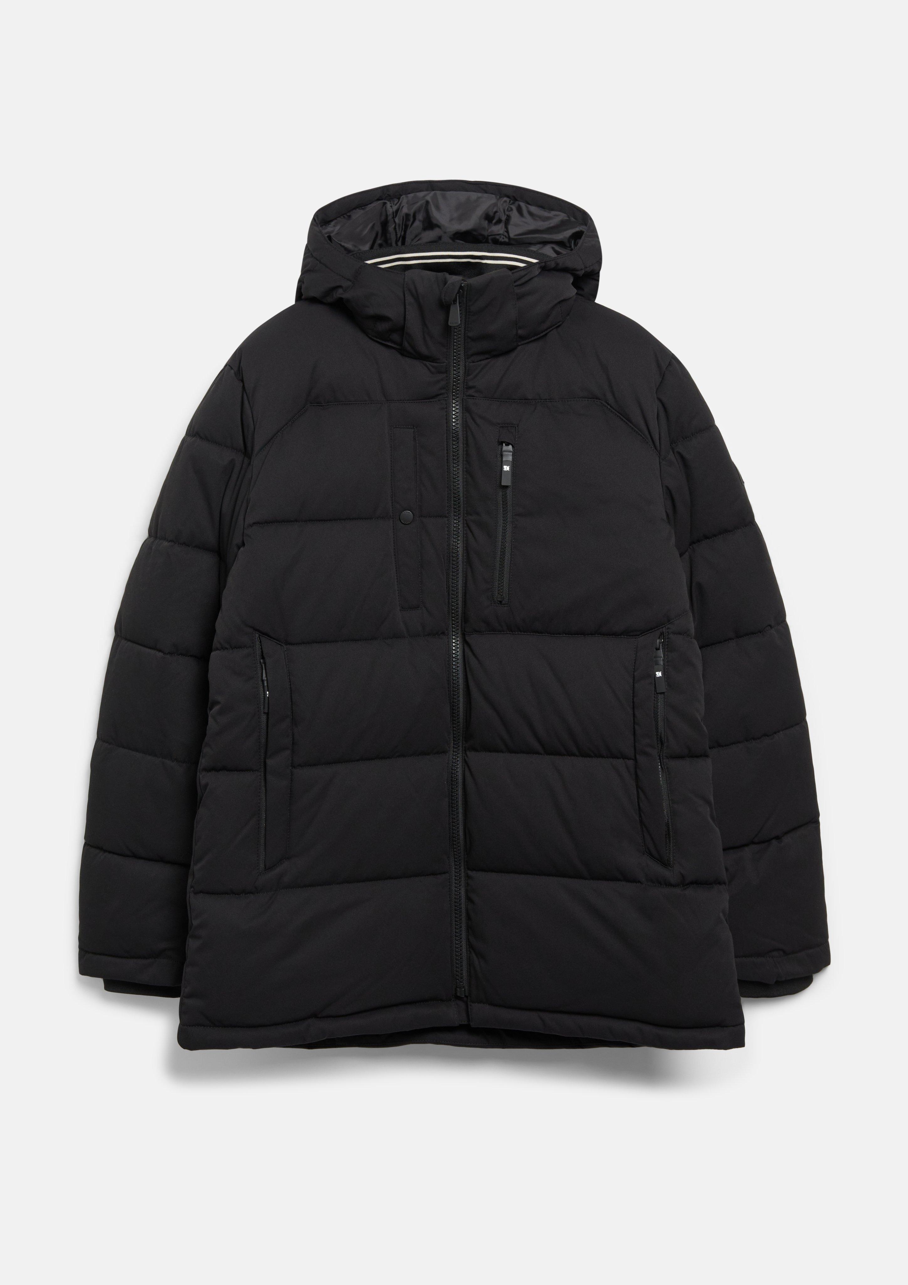 Men Warm puffer jacket with a detachable hood in black by s.Oliver