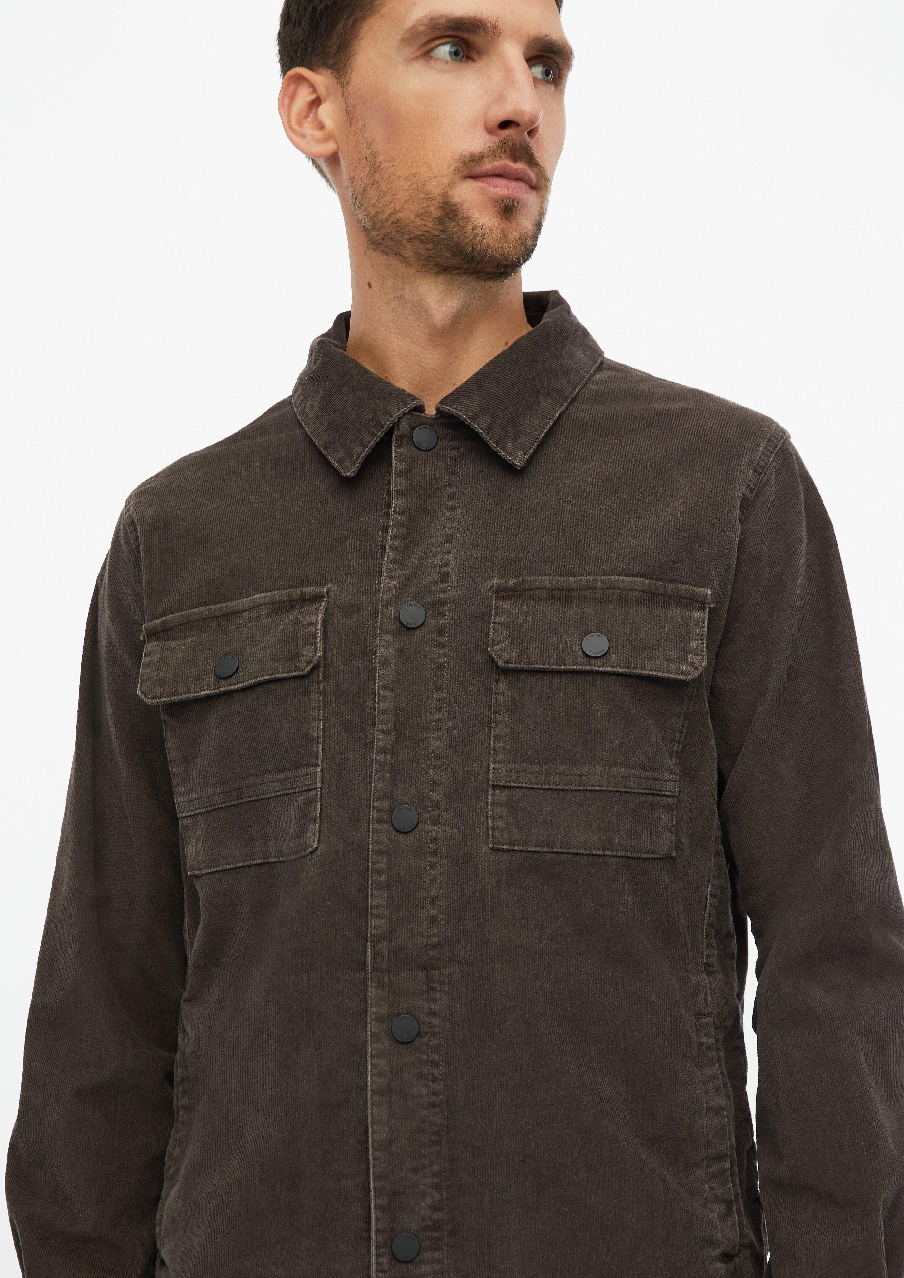 Herren Gewaschenes Cord-Overshirt mit Brusttaschen in braun von s.Oliver