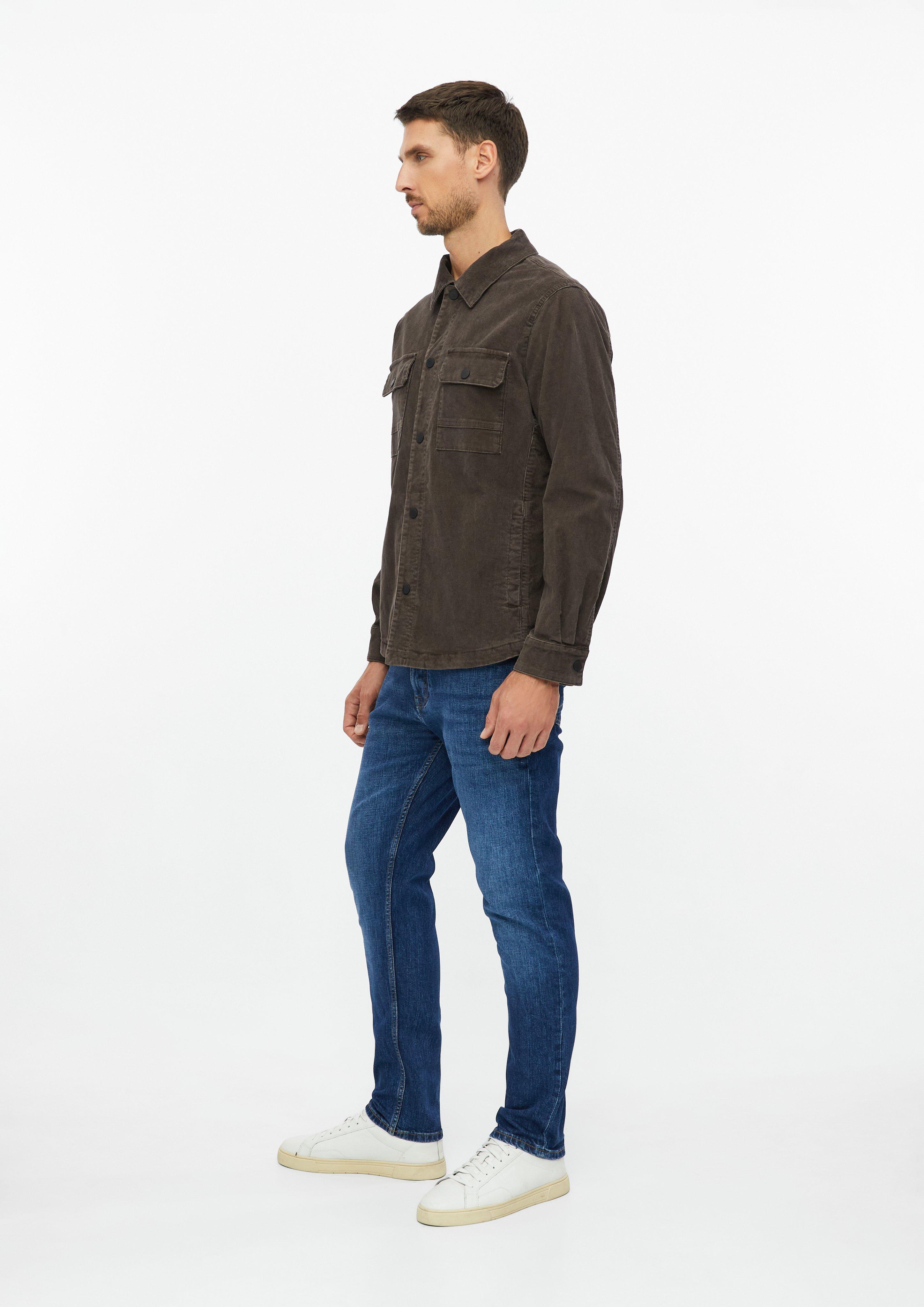 Herren Gewaschenes Cord-Overshirt mit Brusttaschen in braun von s.Oliver