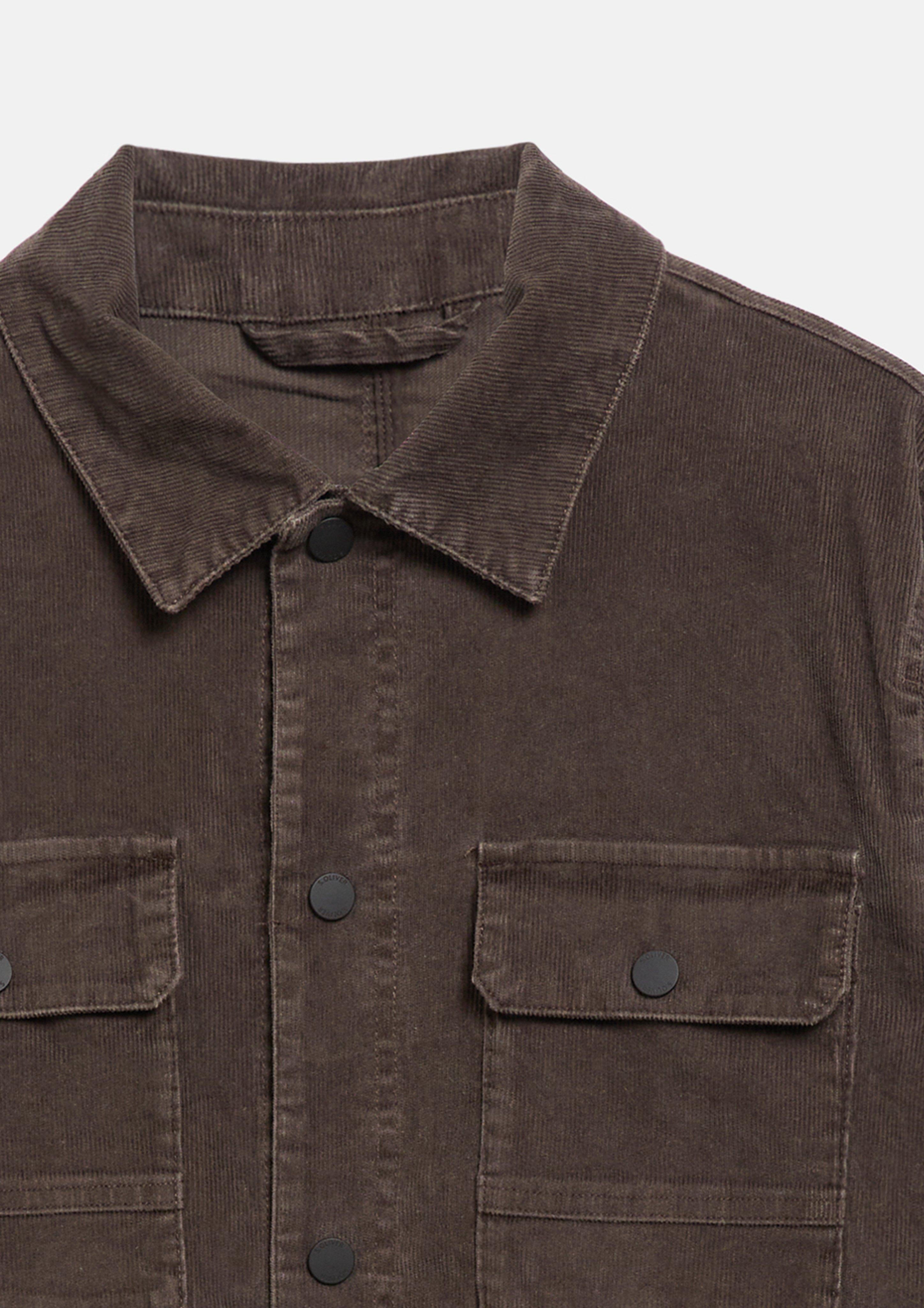 Herren Gewaschenes Cord-Overshirt mit Brusttaschen in braun von s.Oliver