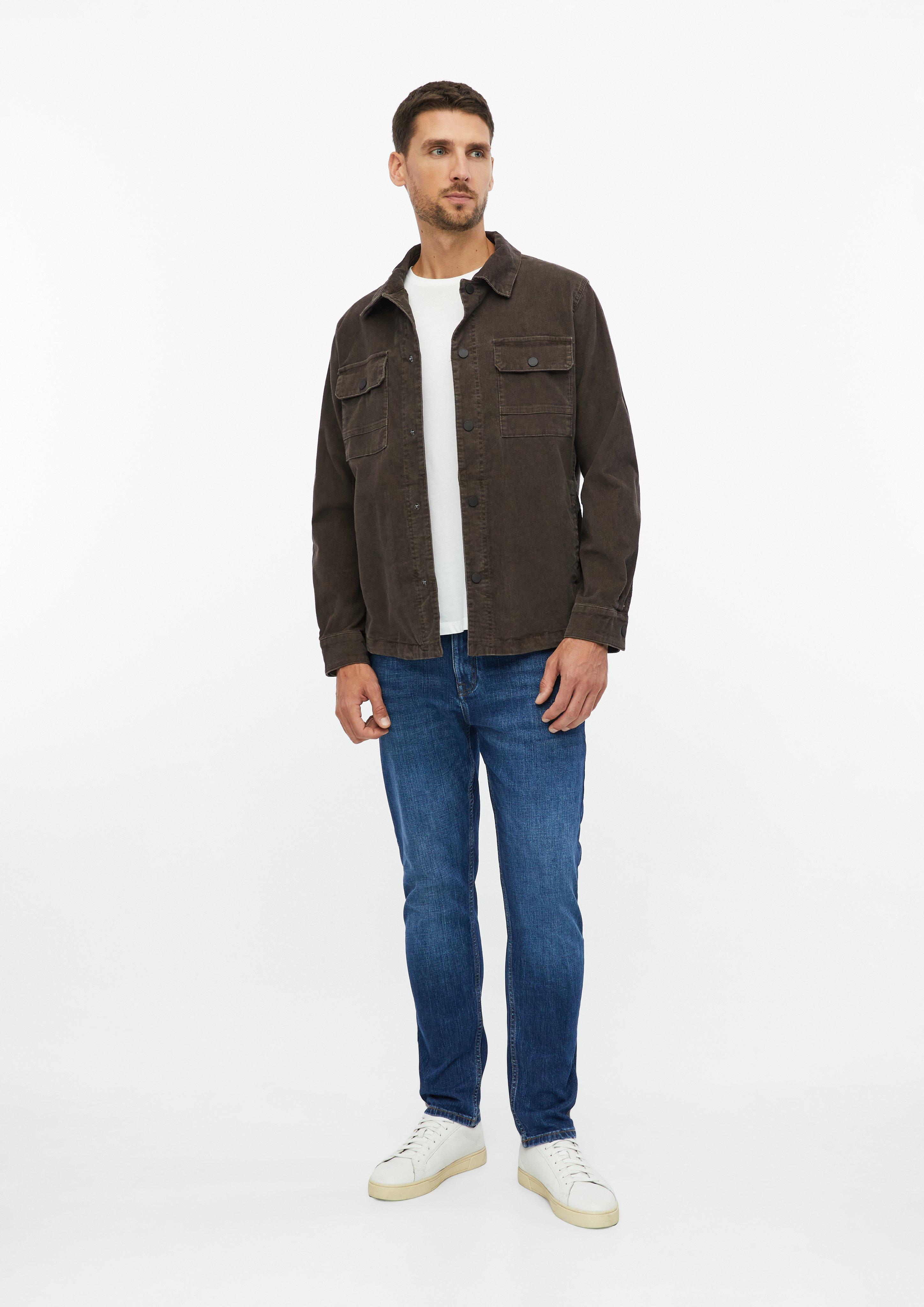 Herren Gewaschenes Cord-Overshirt mit Brusttaschen in braun von s.Oliver