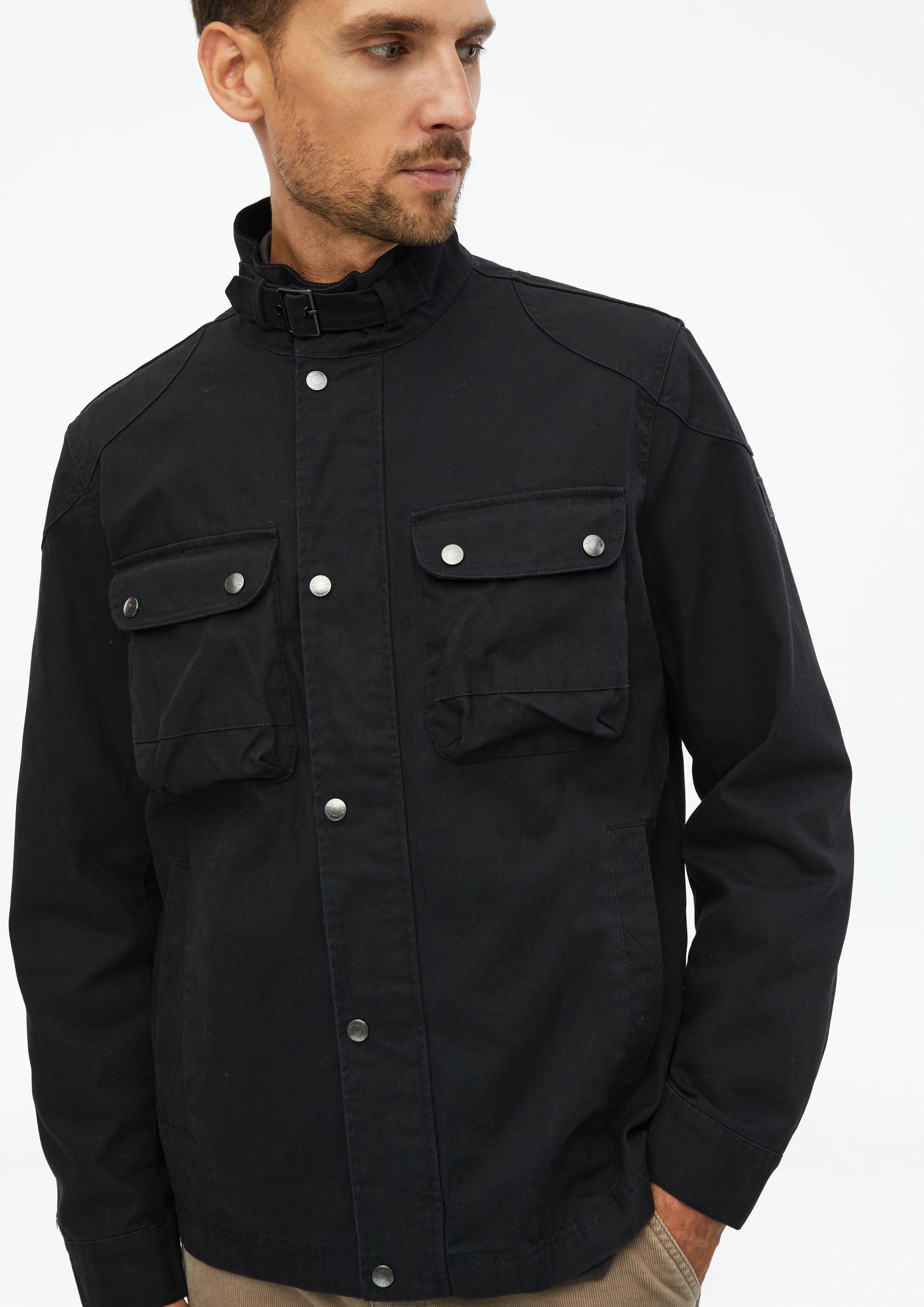 Herren Canvas-Jacke im Bikerstil mit weichem Innenfutter in schwarz von s.Oliver