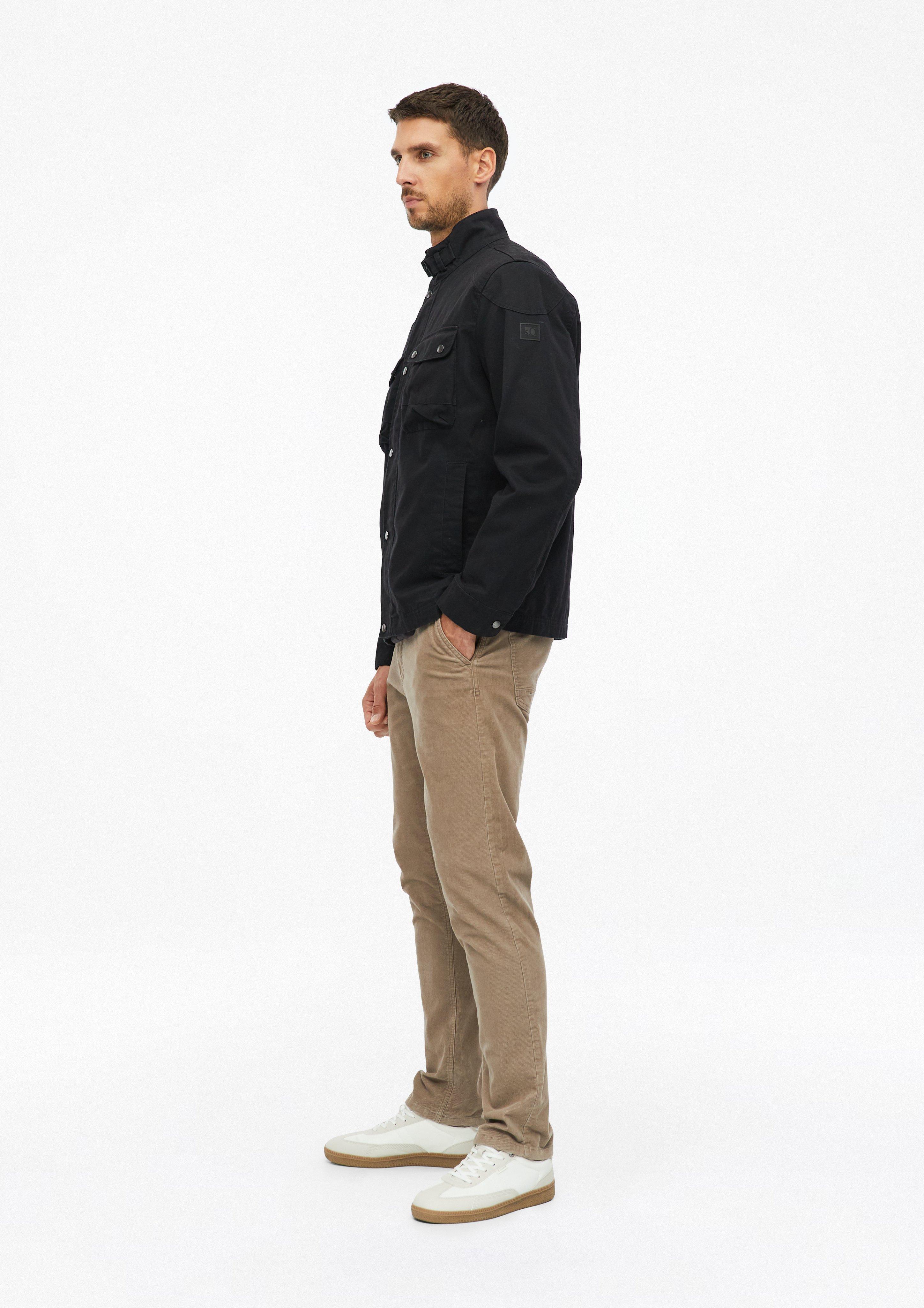 Herren Canvas-Jacke im Bikerstil mit weichem Innenfutter in schwarz von s.Oliver
