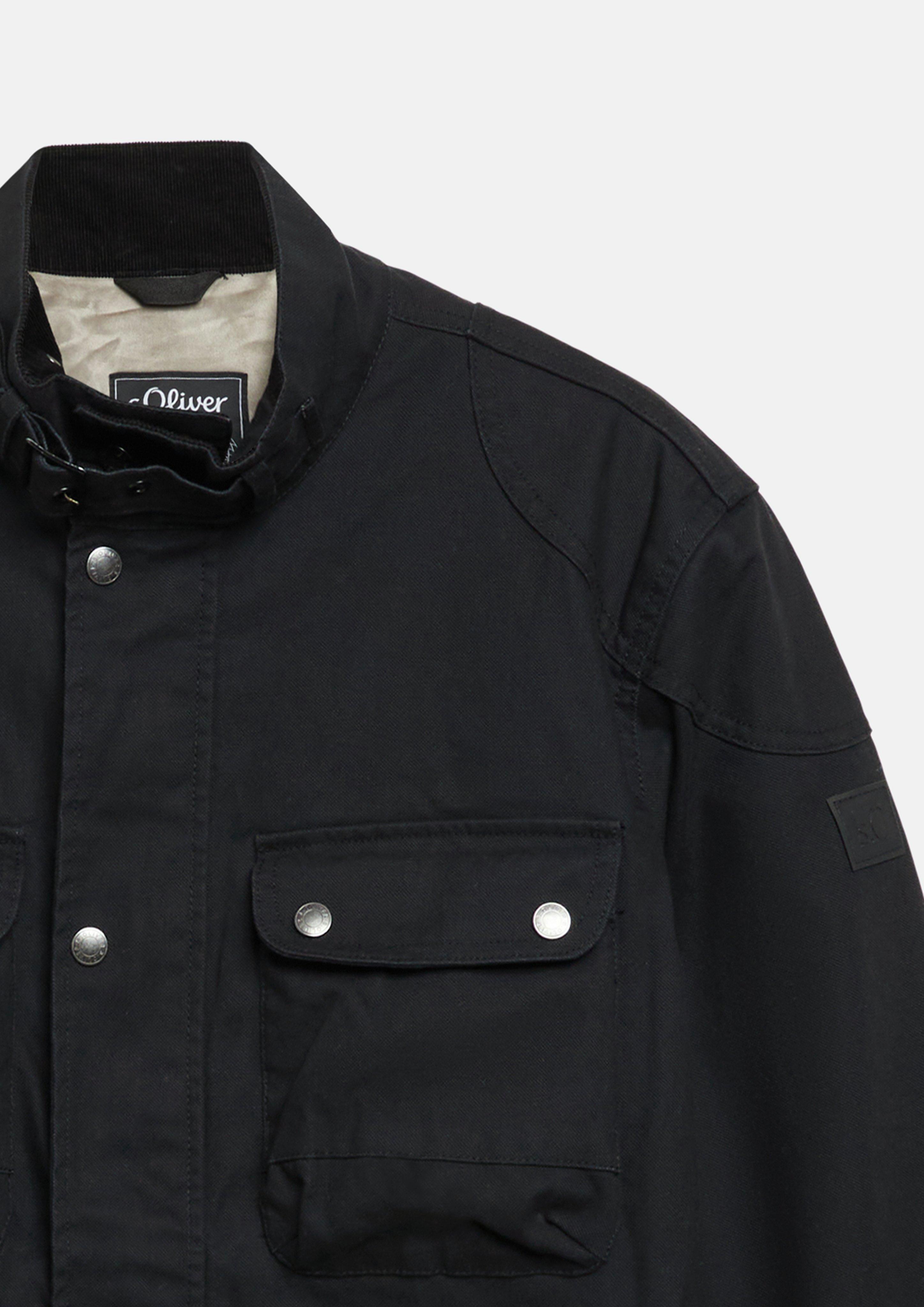 Herren Canvas-Jacke im Bikerstil mit weichem Innenfutter in schwarz von s.Oliver