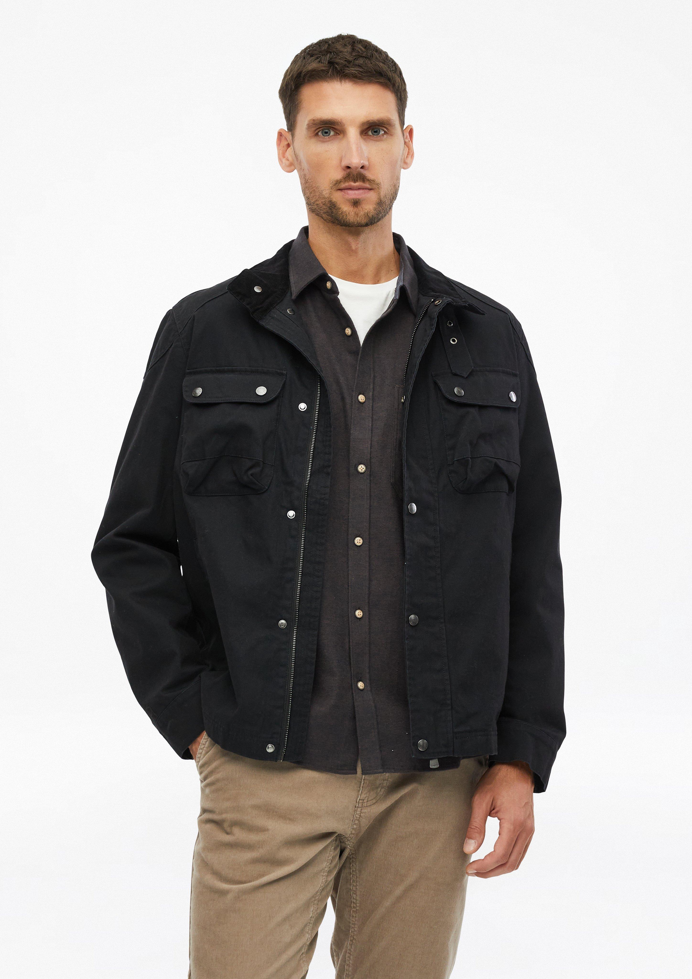 Herren Canvas-Jacke im Bikerstil mit weichem Innenfutter in schwarz von s.Oliver