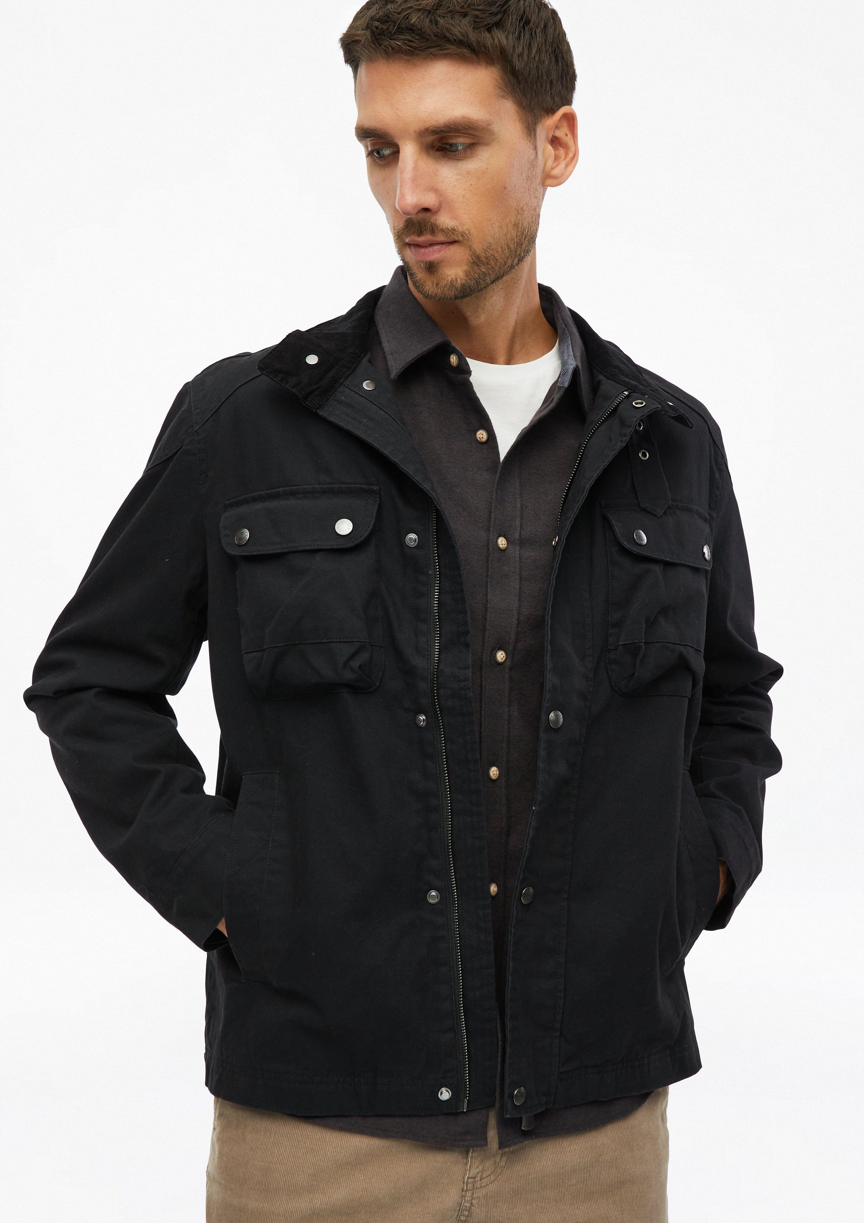 Biker-style canvas jacket with a soft lining in black by s.Oliver