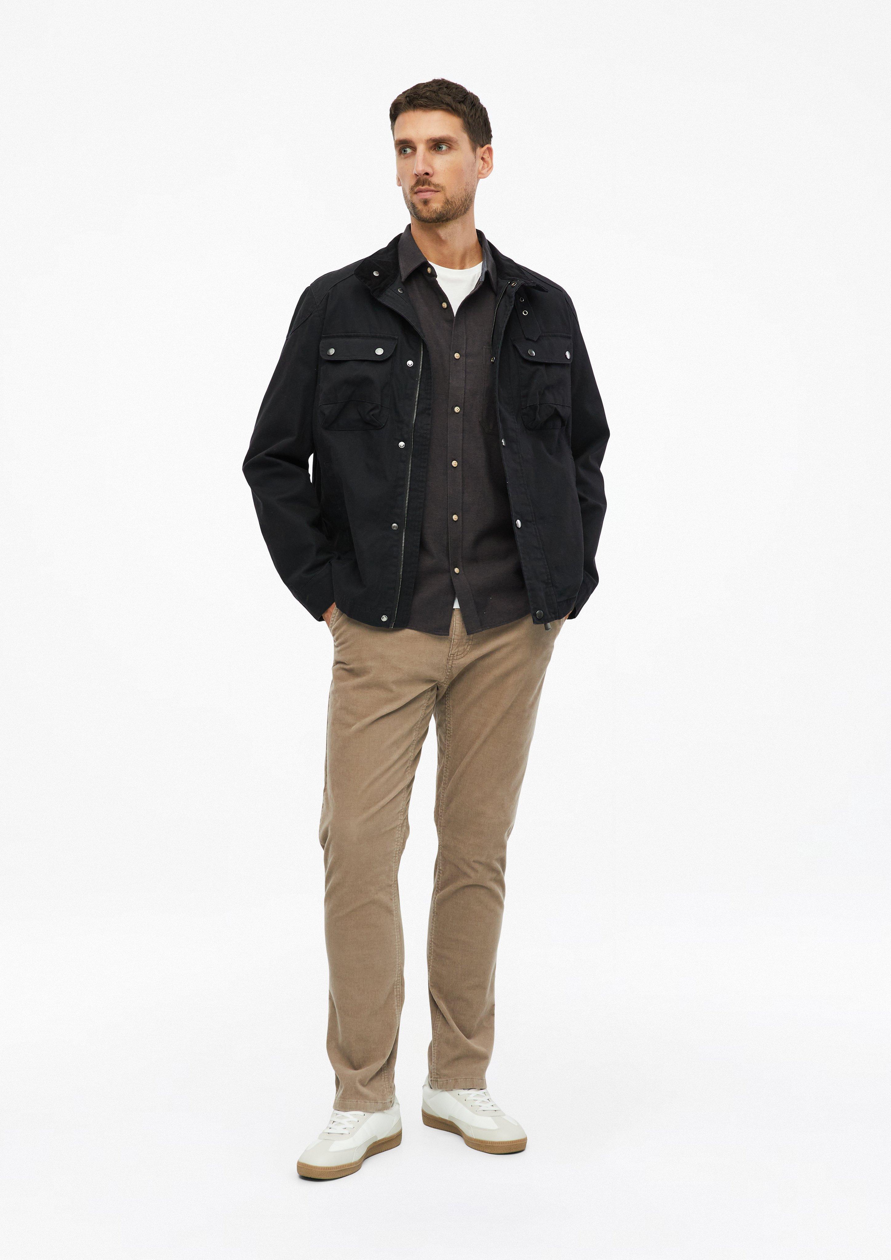 Herren Canvas-Jacke im Bikerstil mit weichem Innenfutter in schwarz von s.Oliver