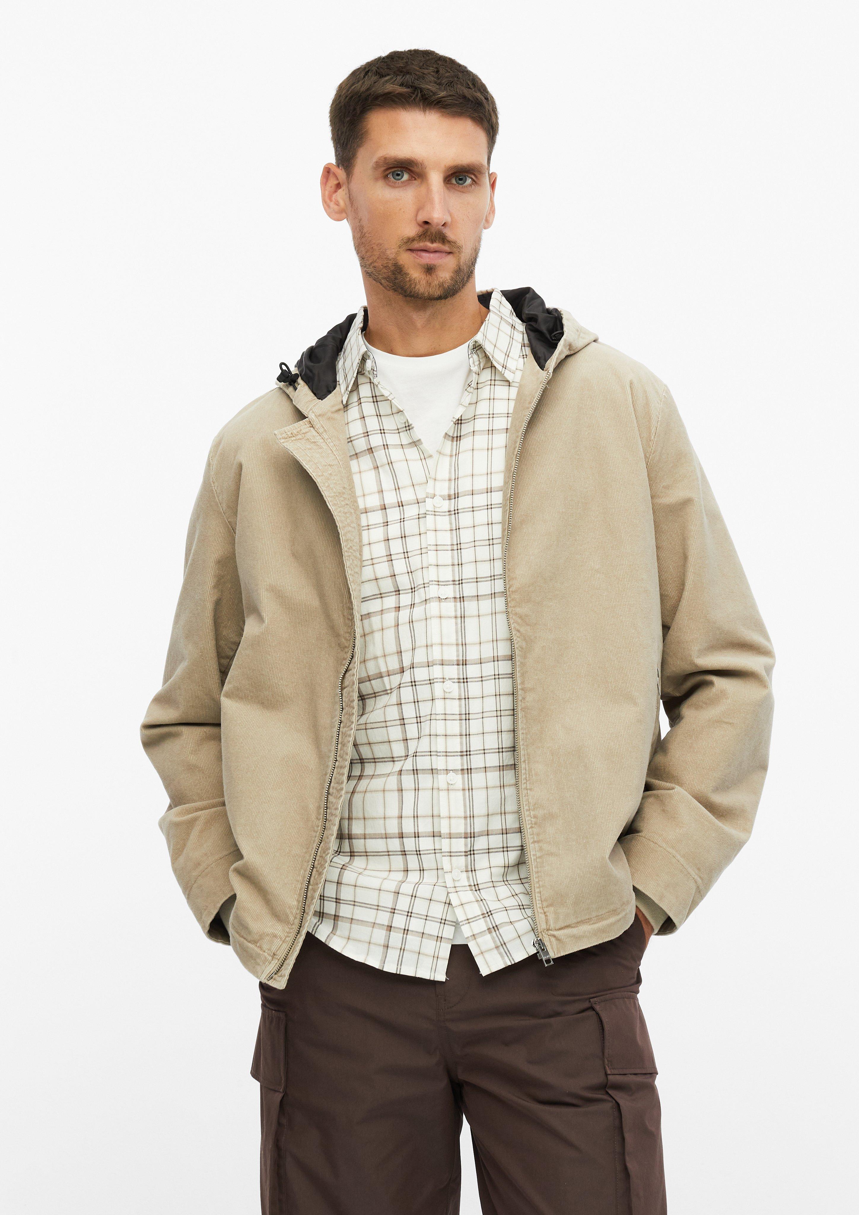 Sporty corduroy jacket made of stretch cotton in beige by s.Oliver