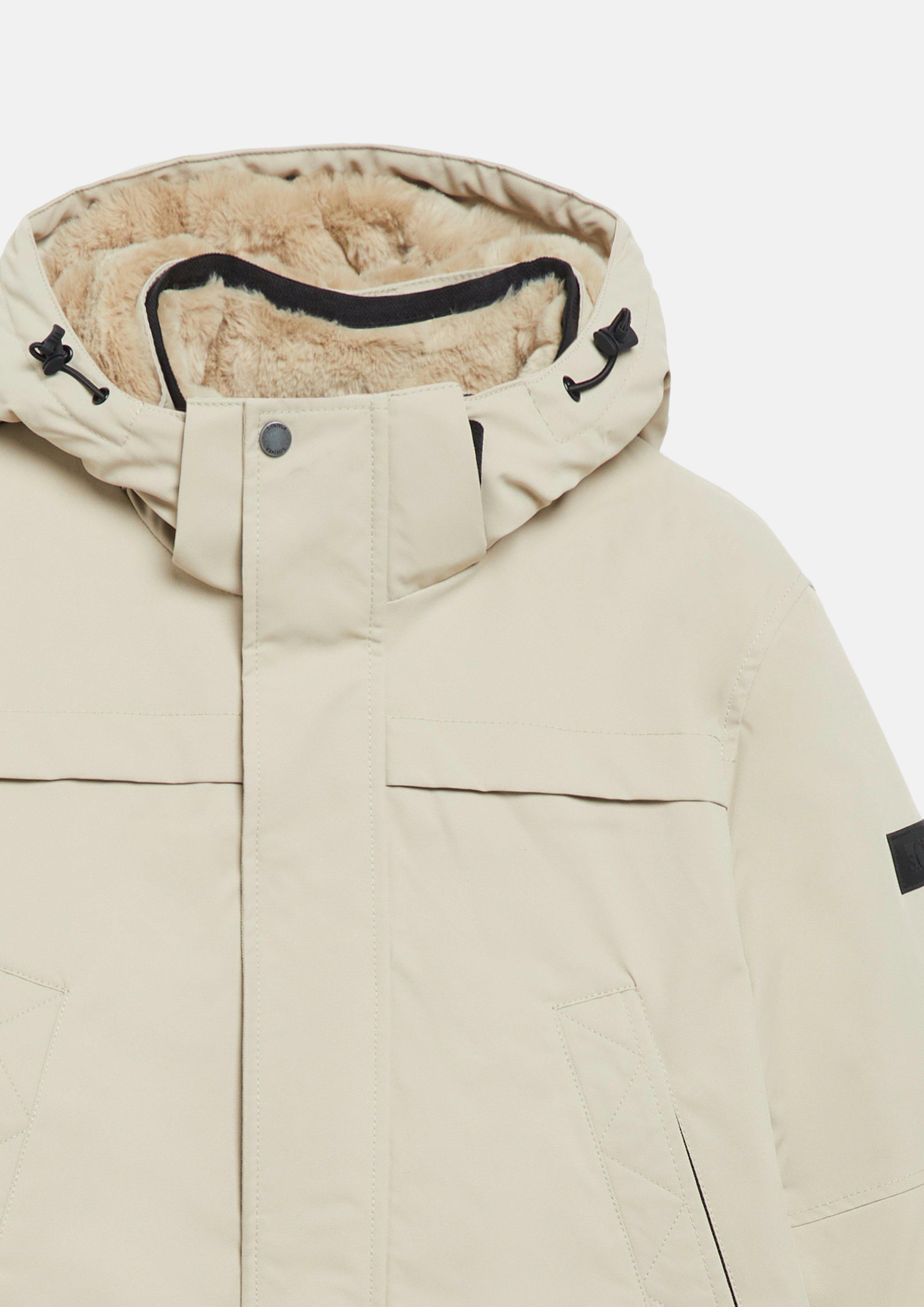 Herren Outdoor-Parka mit abnehmbarer Kapuze und Teddy-Details in beige von s.Oliver