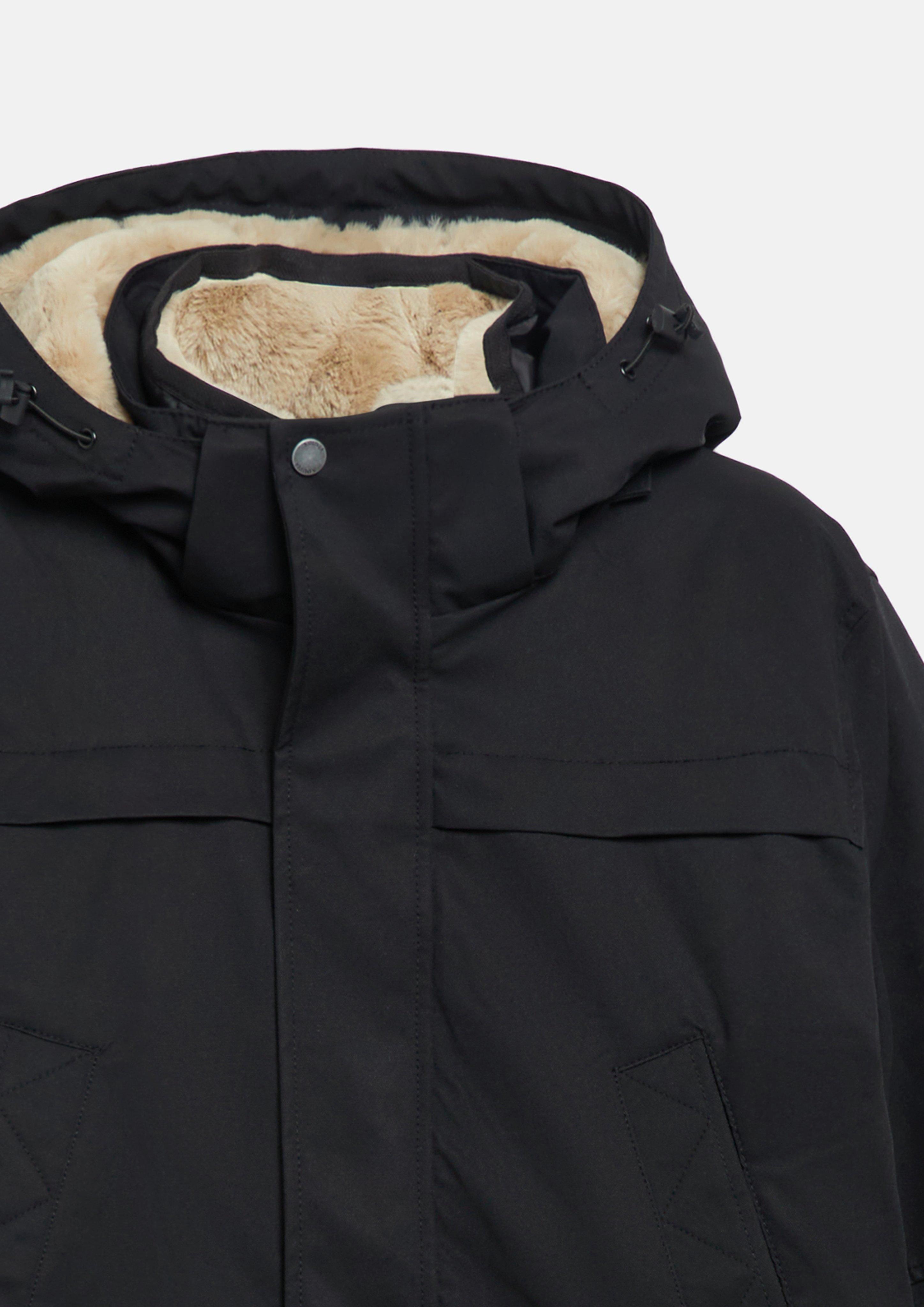 Men Outdoor parka with a detachable hood and teddy details in black by s.Oliver