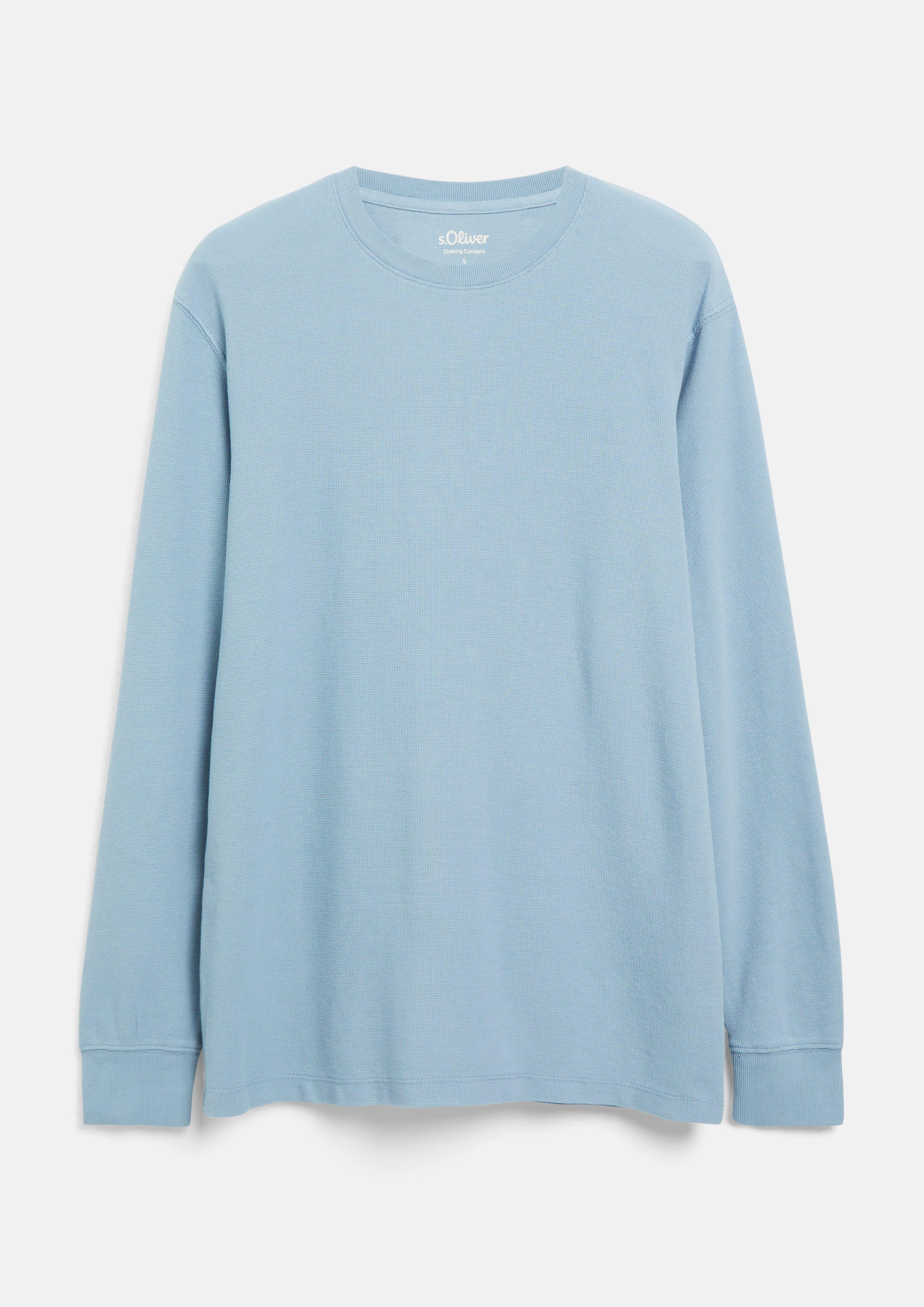 Hommes T-shirt à manches longues en jersey gaufré en bleu de s.Oliver
