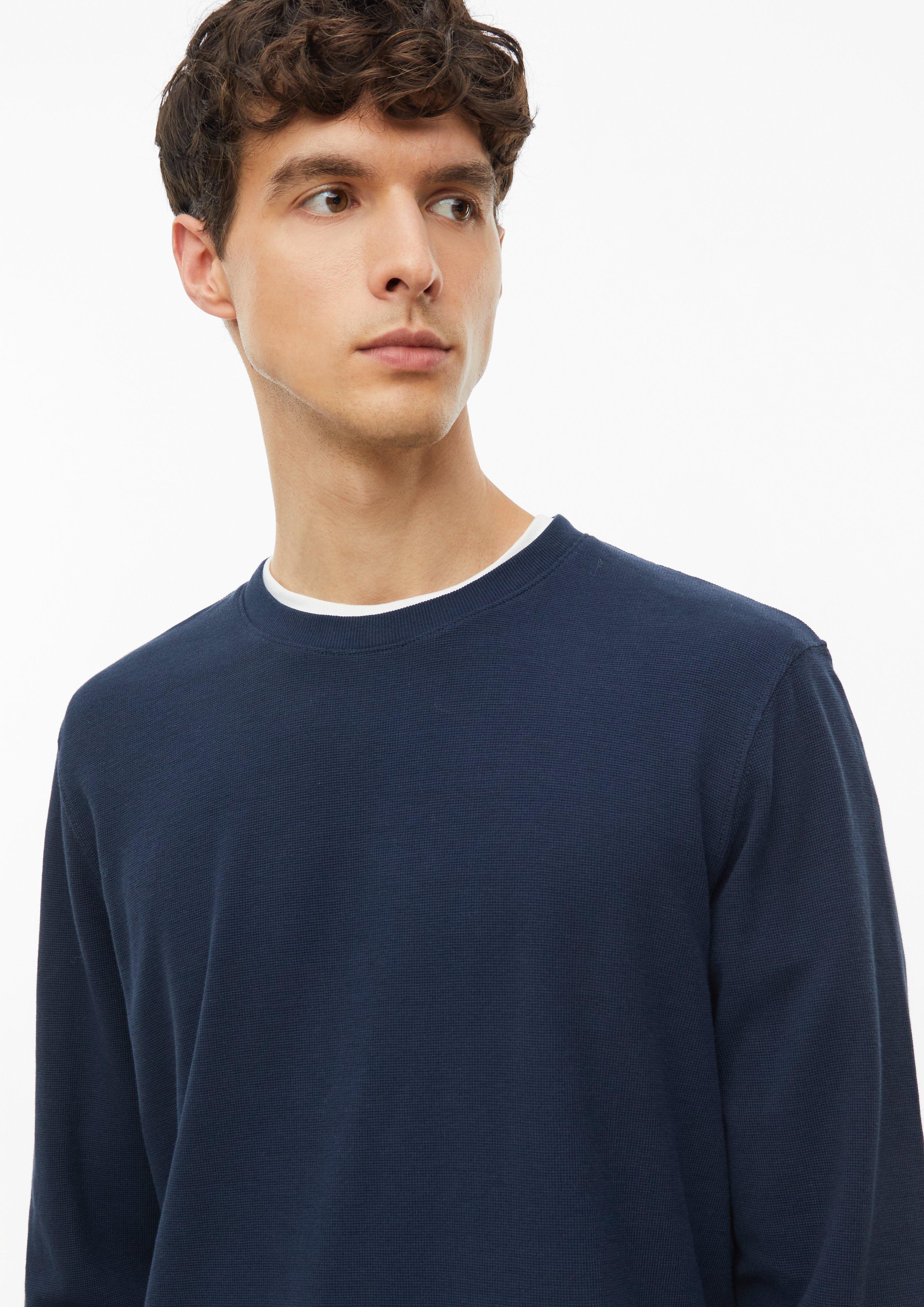 Men Long-Sleeve Shirt Made of Waffle Jersey in blue by s.Oliver