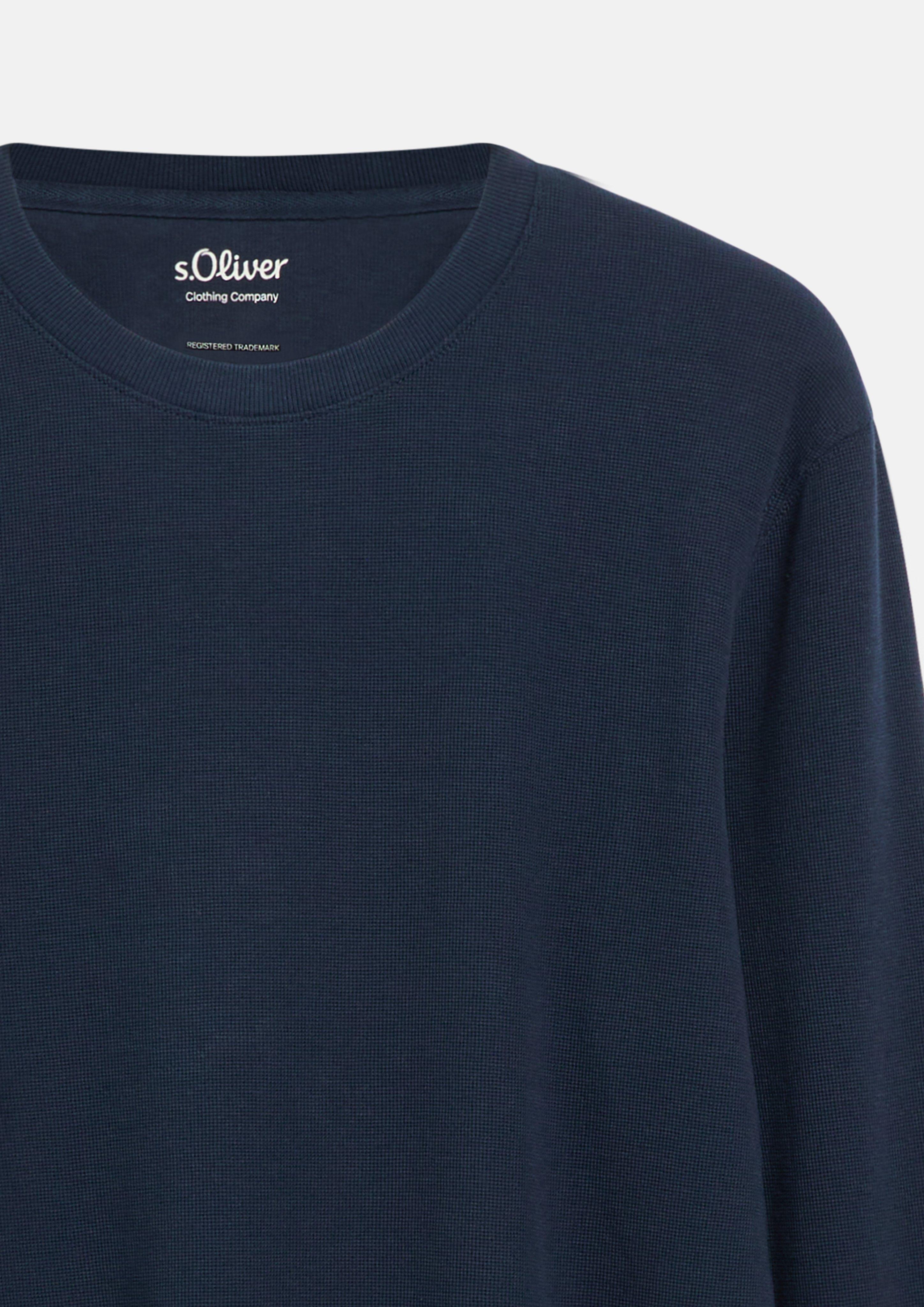 Men Long-Sleeve Shirt Made of Waffle Jersey in blue by s.Oliver